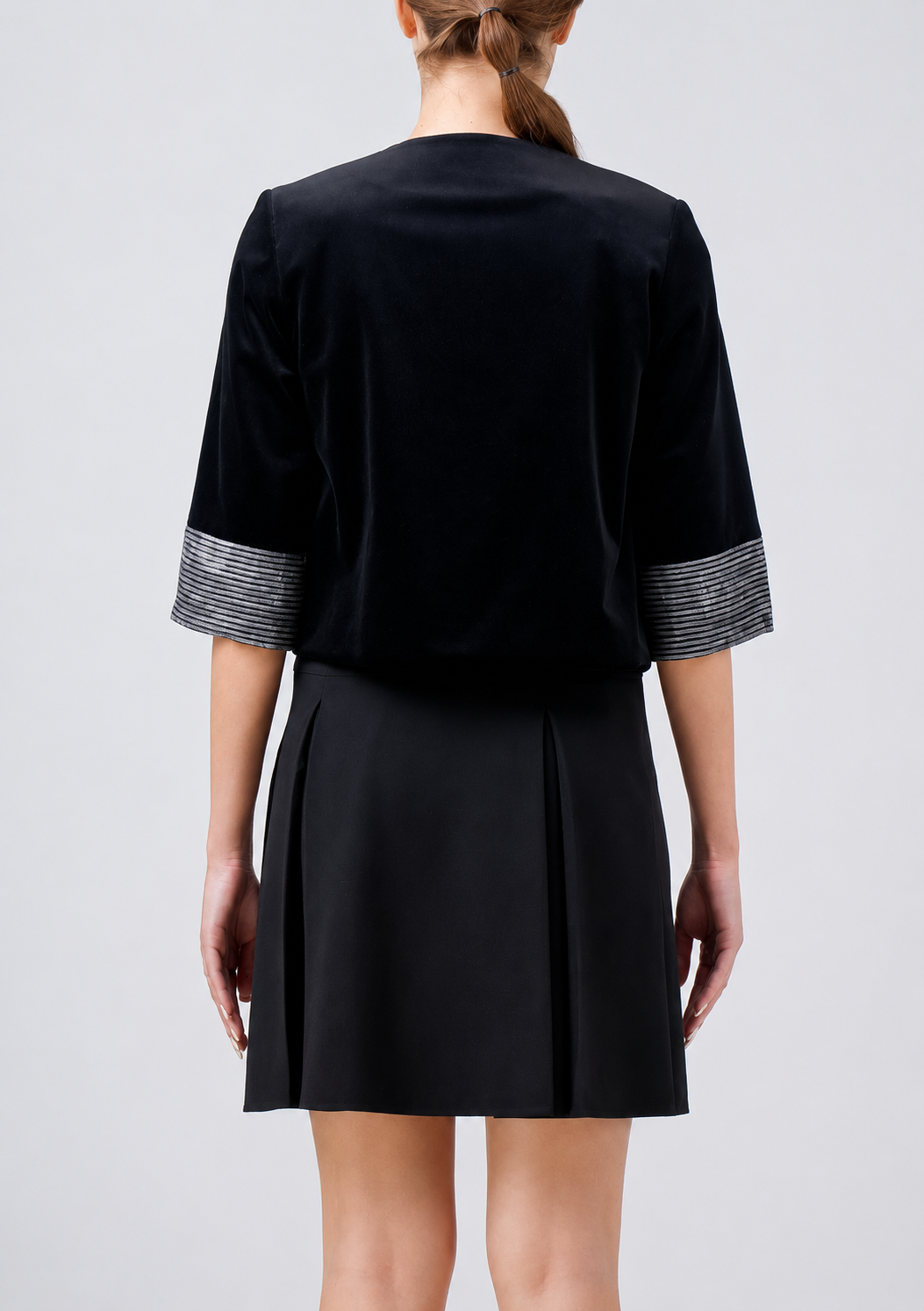 Contrasting cuff black velvet jacket