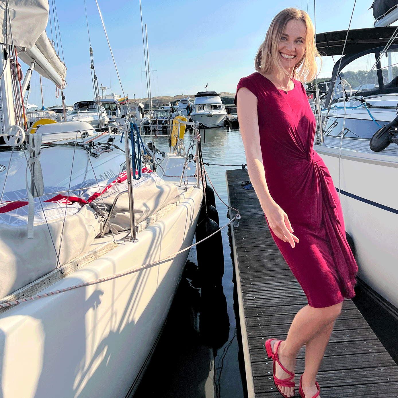 Gathered & twisted viscose jersey dress