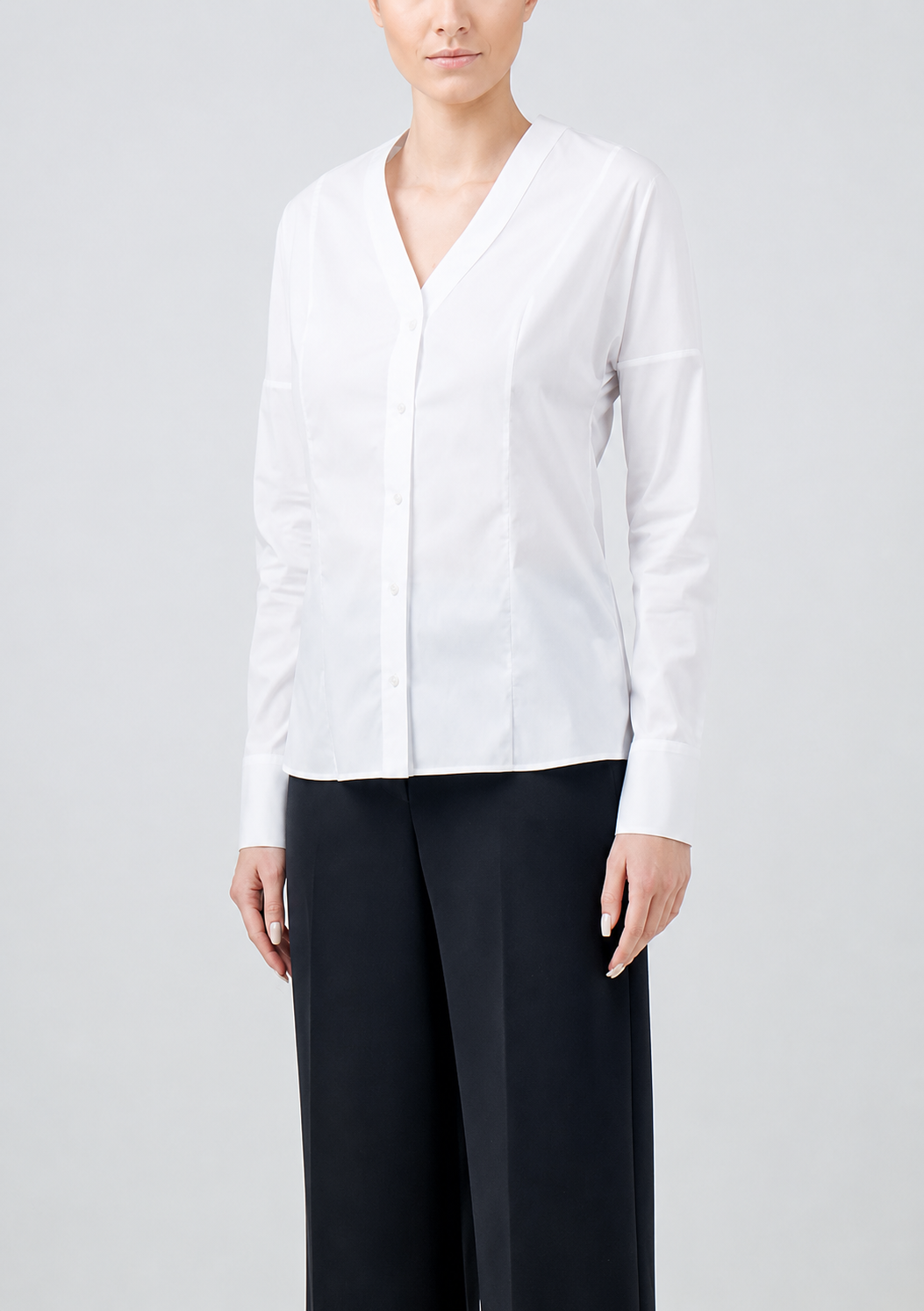 White shirt made from Italian Tessitura Monti stretch cotton