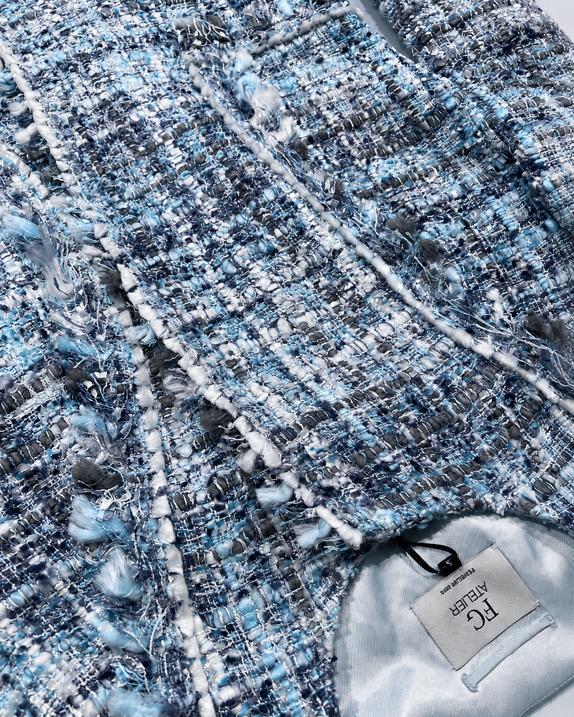 Light Blue Fringed tweed jacket