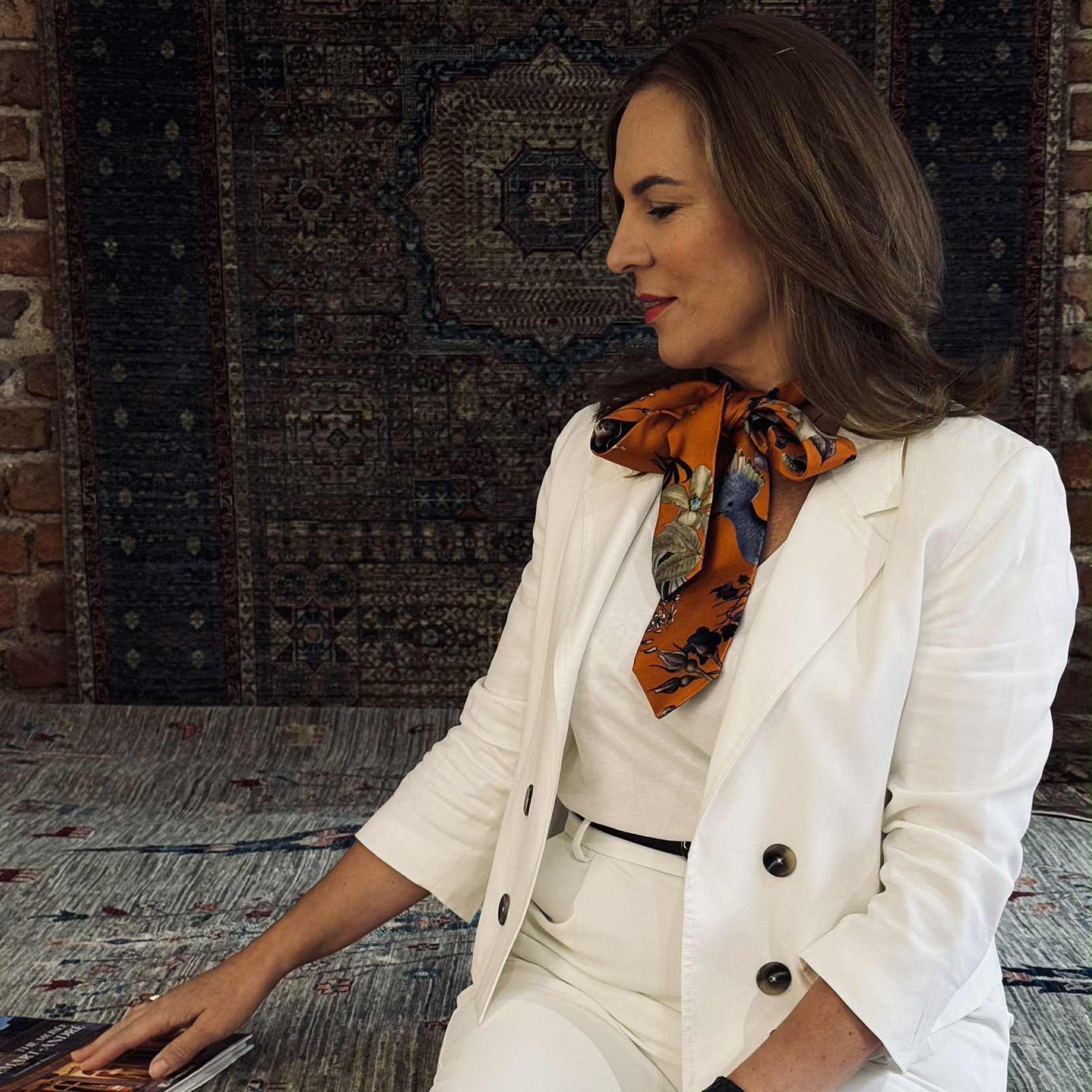 Orange Handmade Mulberry Silk Tie for Woman