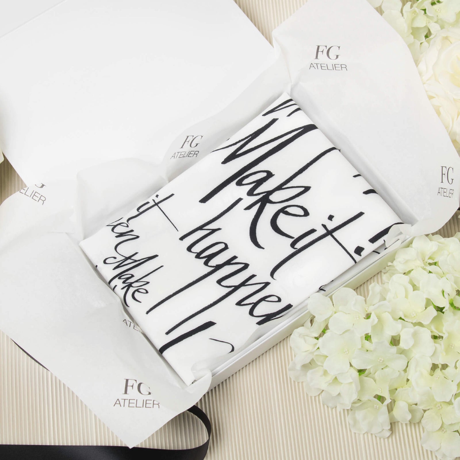 Black and White Calligraphy Print Scarf Make It Happen