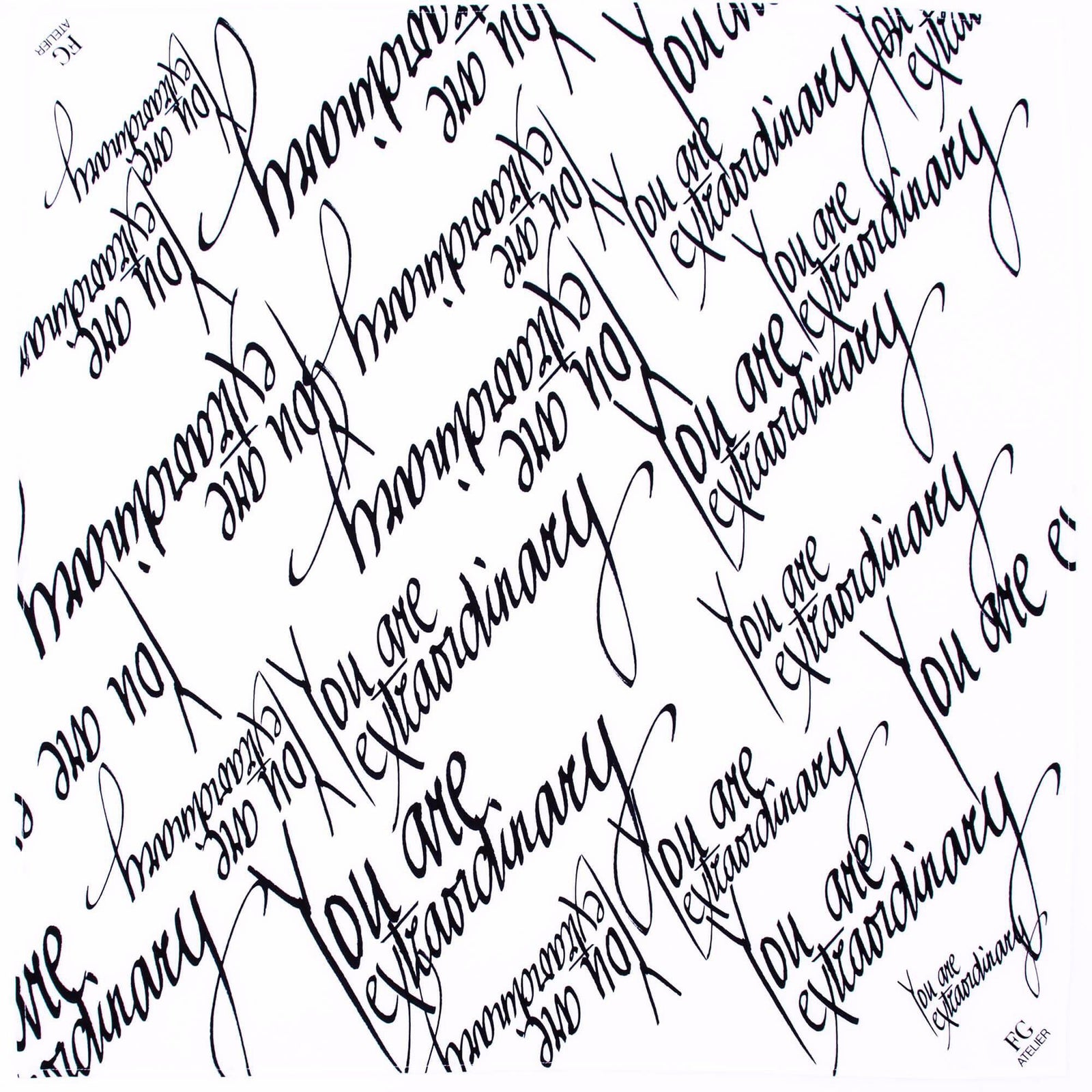 Black and White Calligraphy Print Scarf You Are Extraordinary