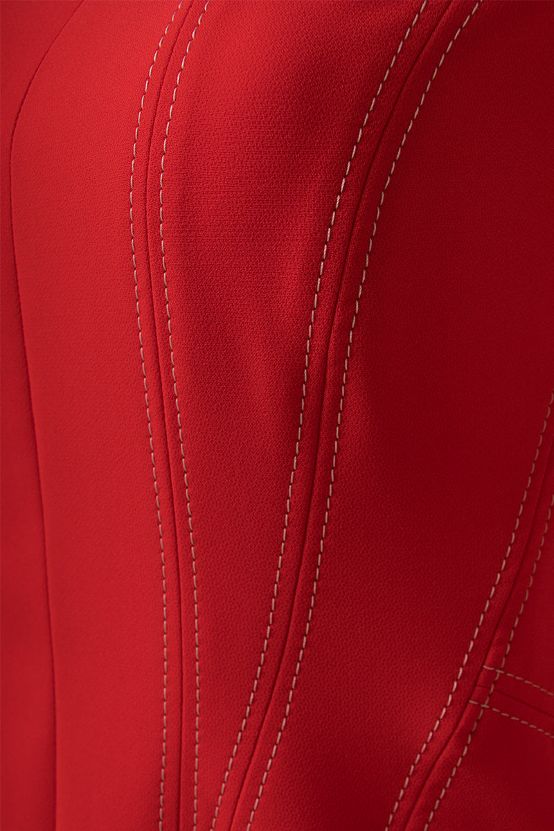 Bright red crepe dress