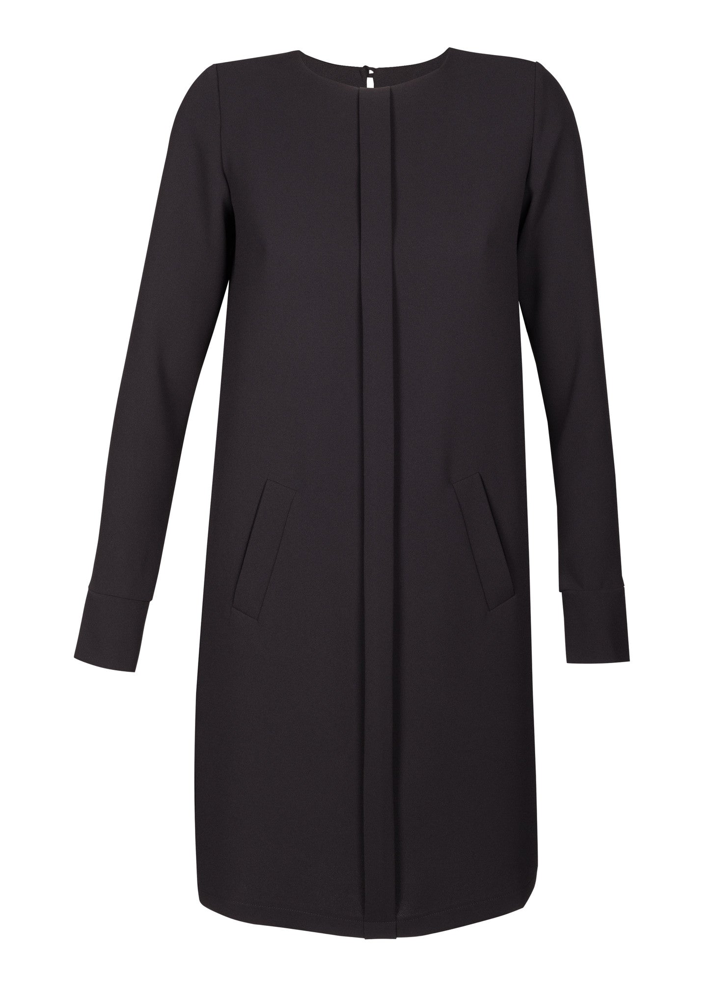 Long Sleeve Crepe Shift Dress