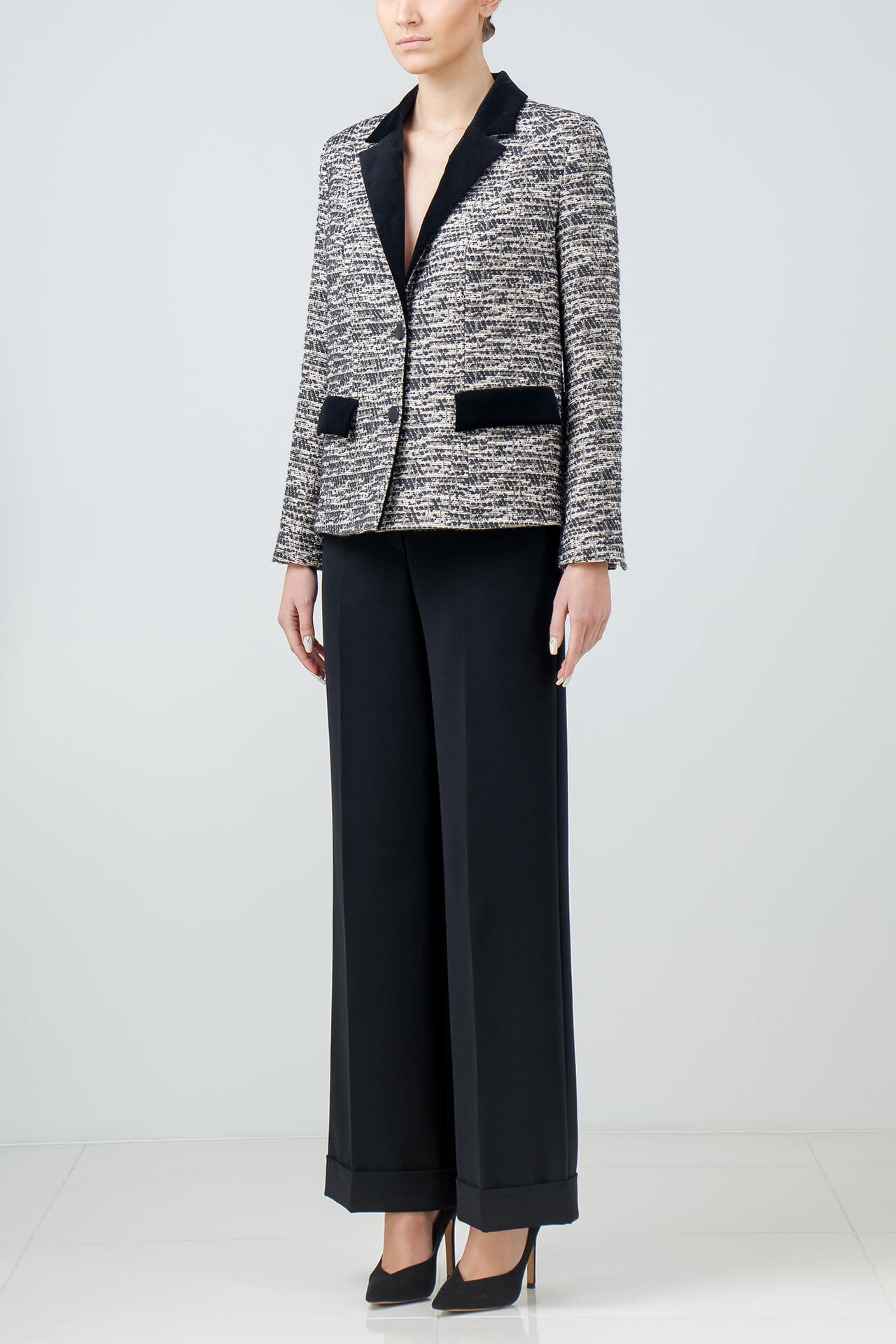 Silk velvet-trimmed viscose-blend jacket