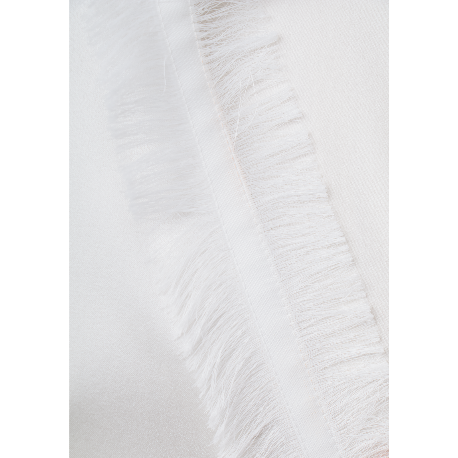 White stretch silk blouse with fringe detail