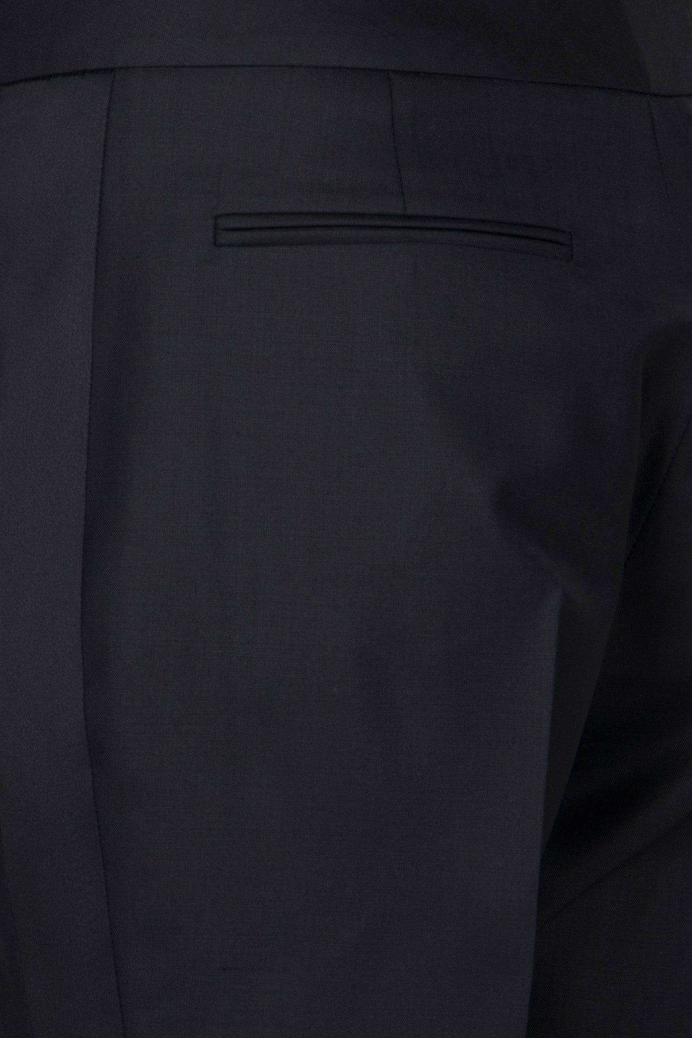 Satin-trimmed stretch-wool pants