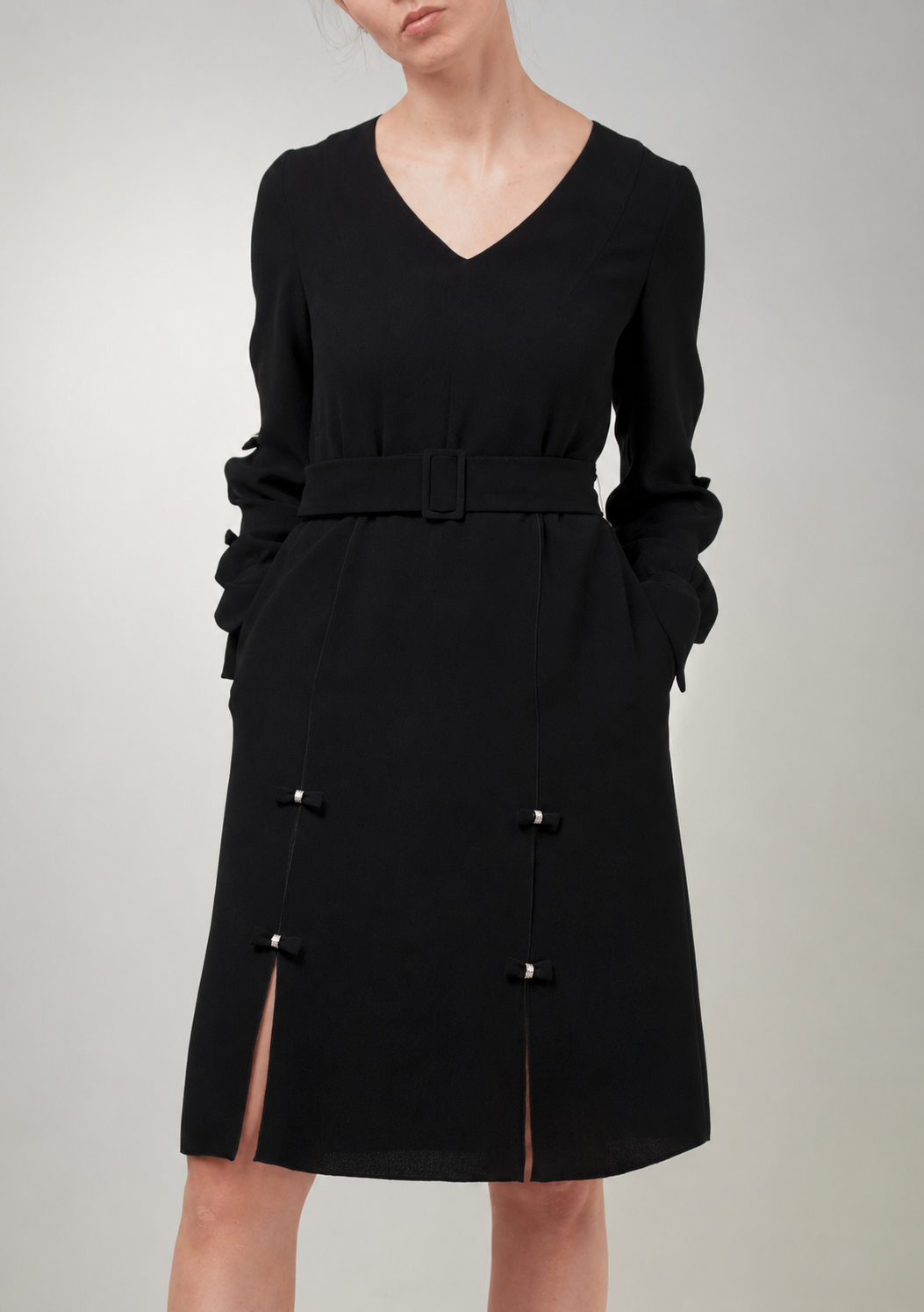 Black crepe bow dress