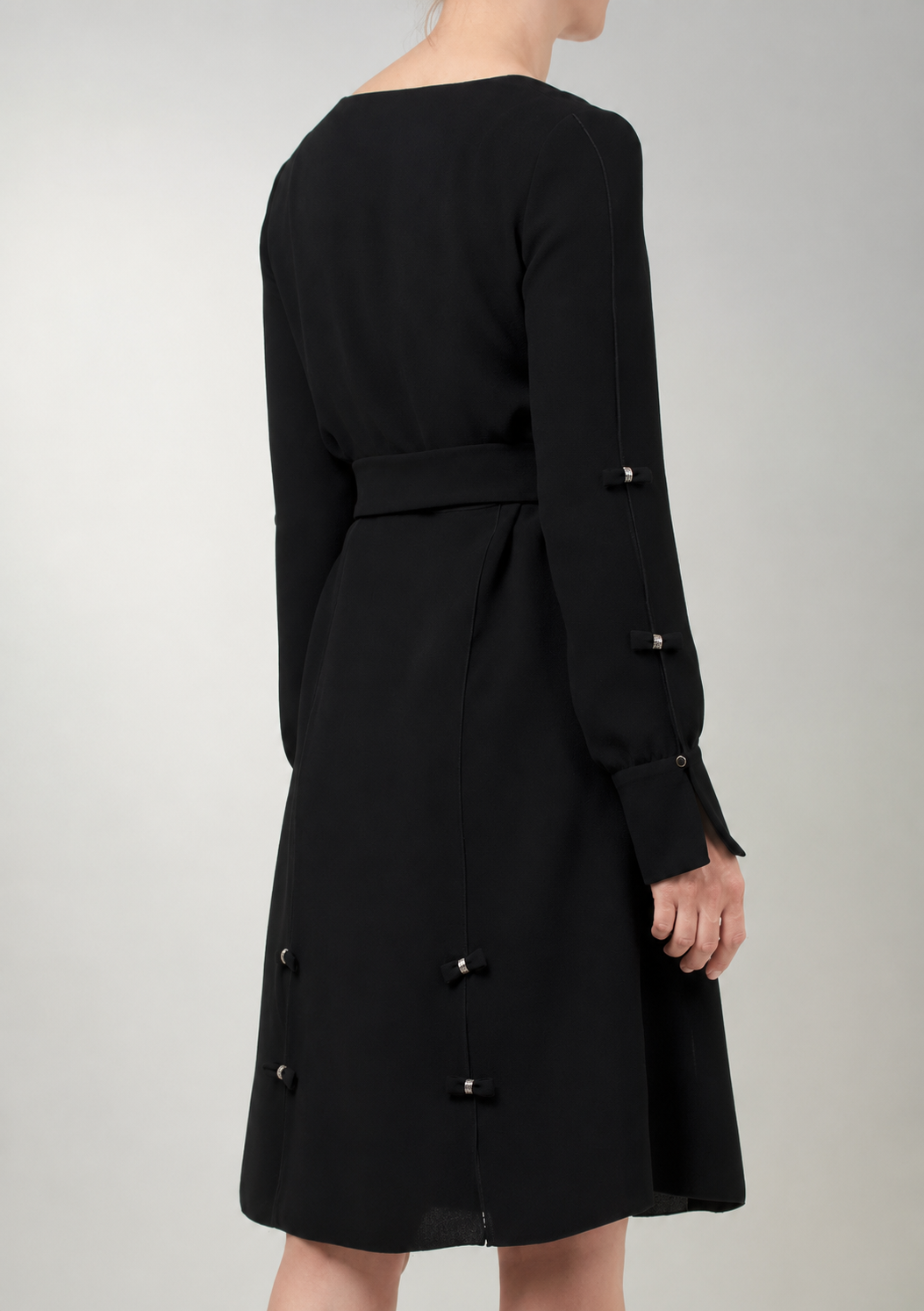 Black crepe bow dress