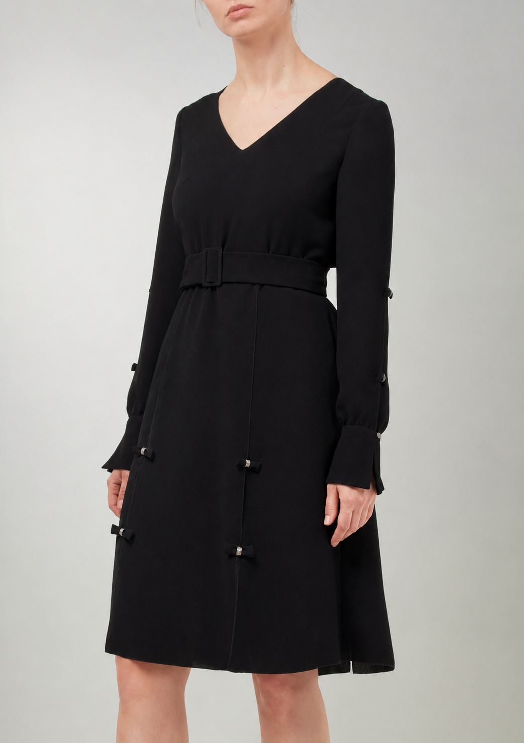 Black crepe bow dress