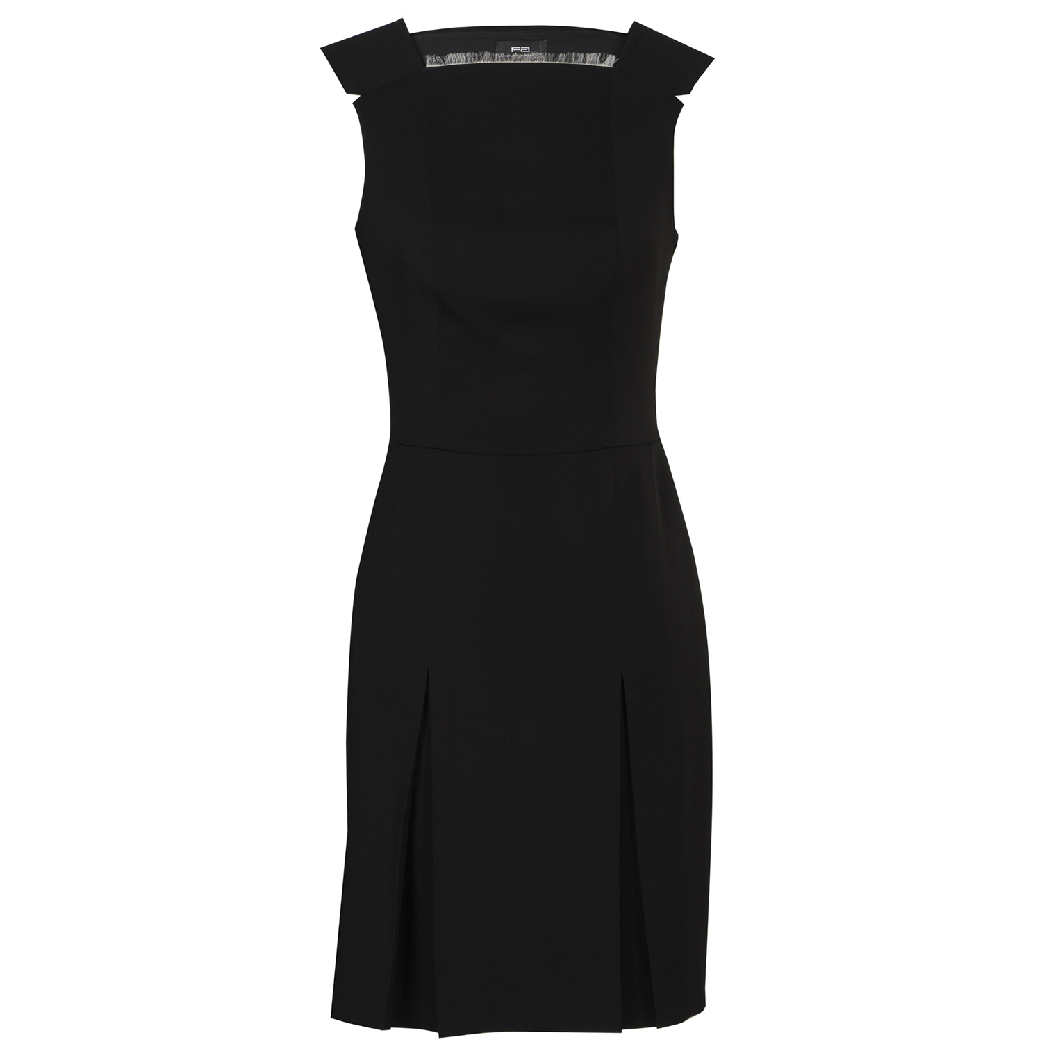 Black Wool Dress with Fringed Neckline