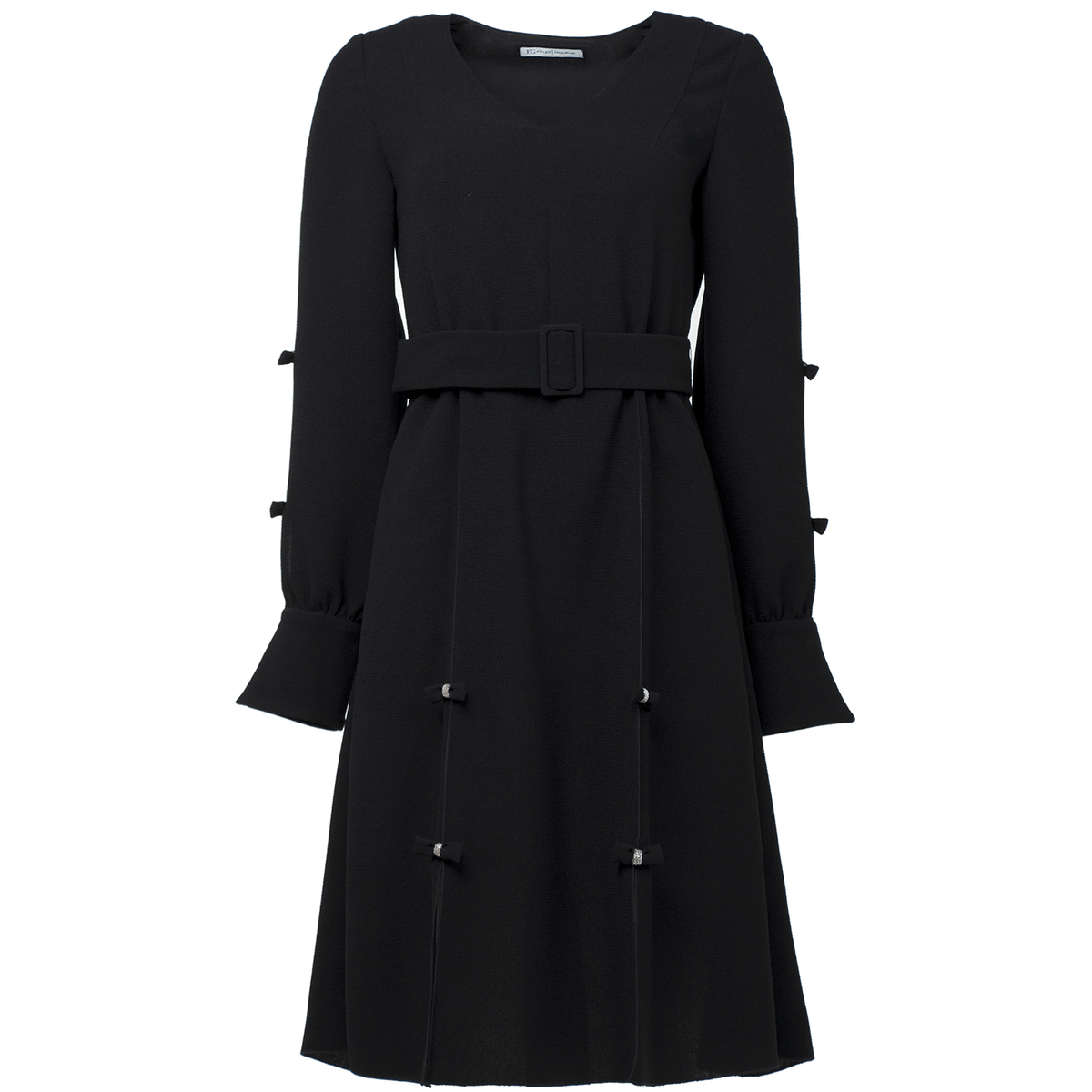 Black crepe bow dress
