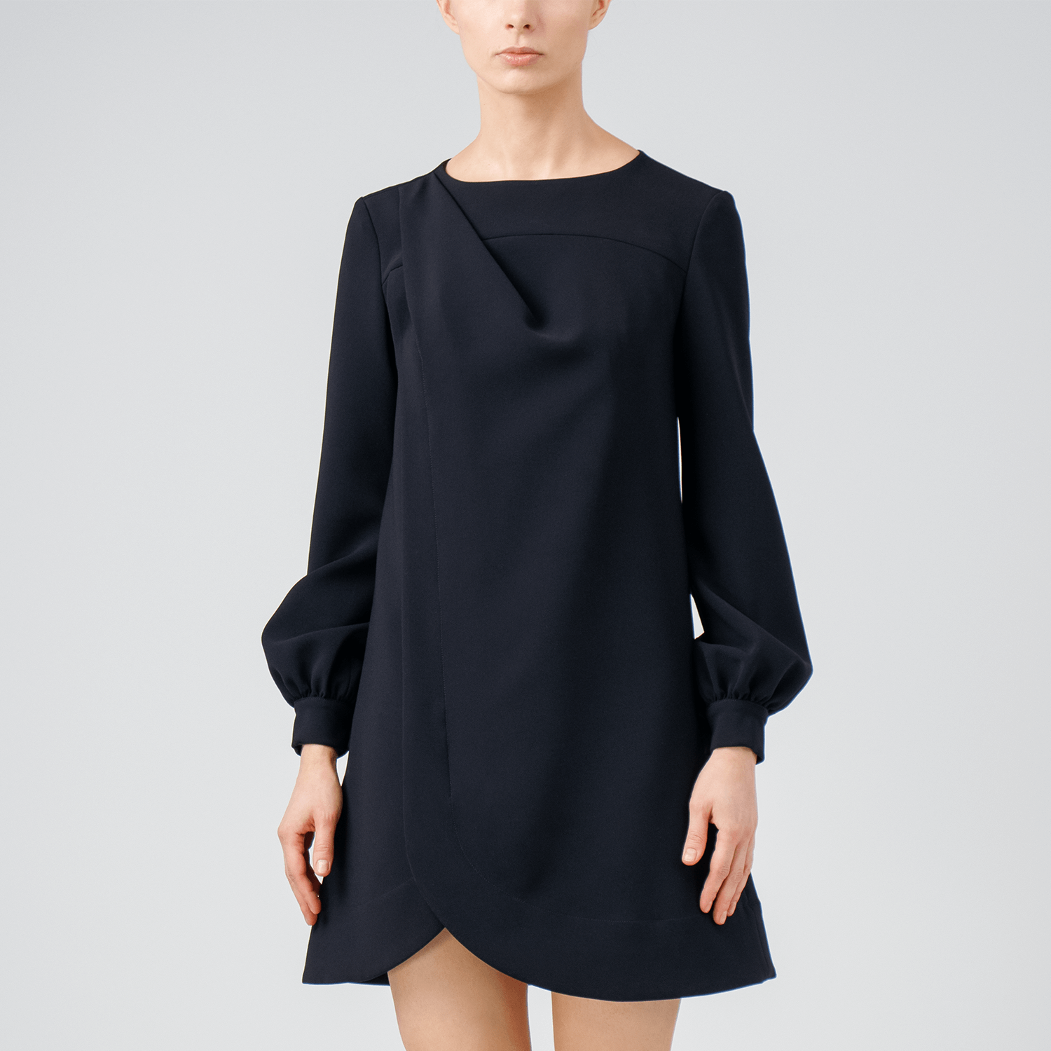 Black long-sleeve crepe dress