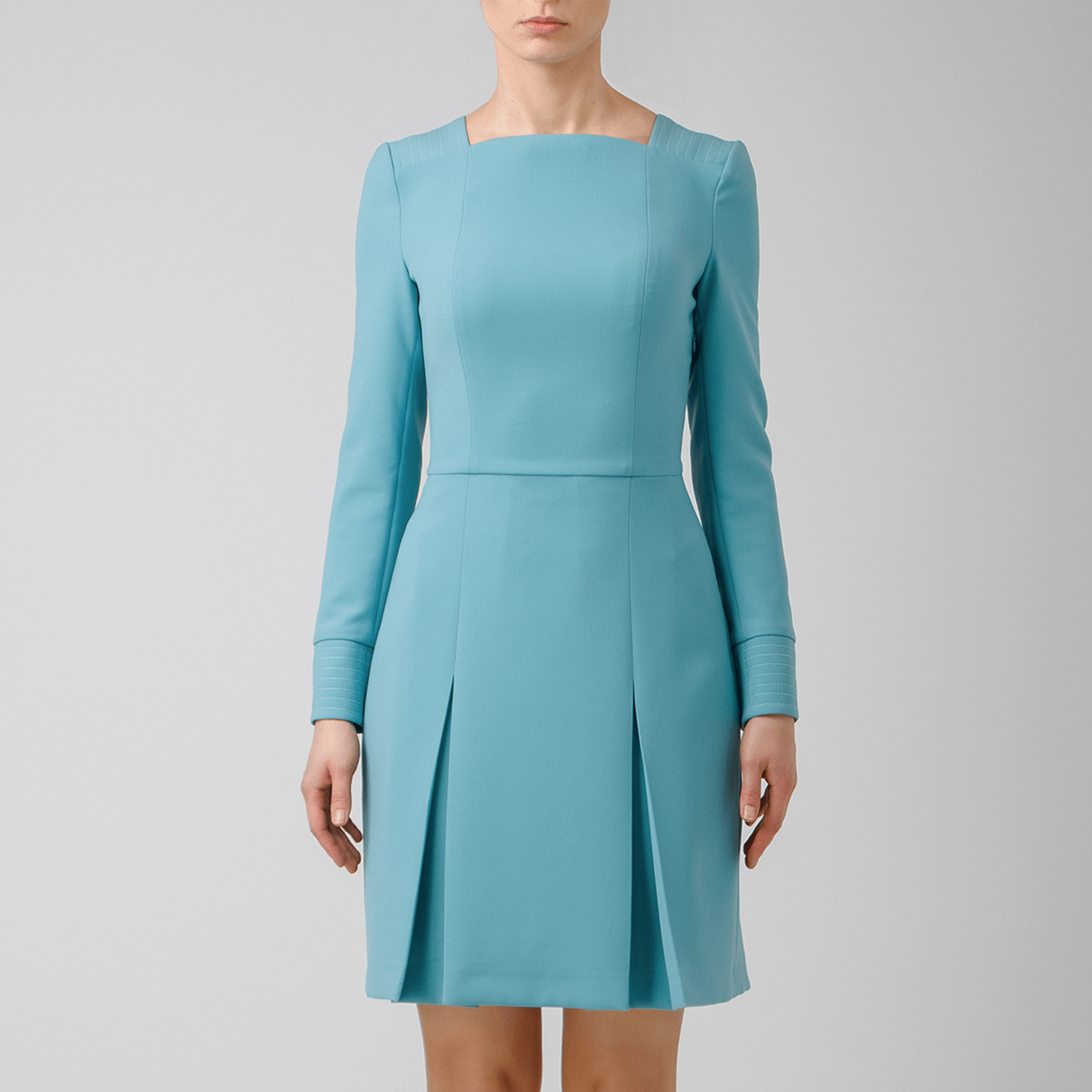 Light blue long sleeve crepe dress