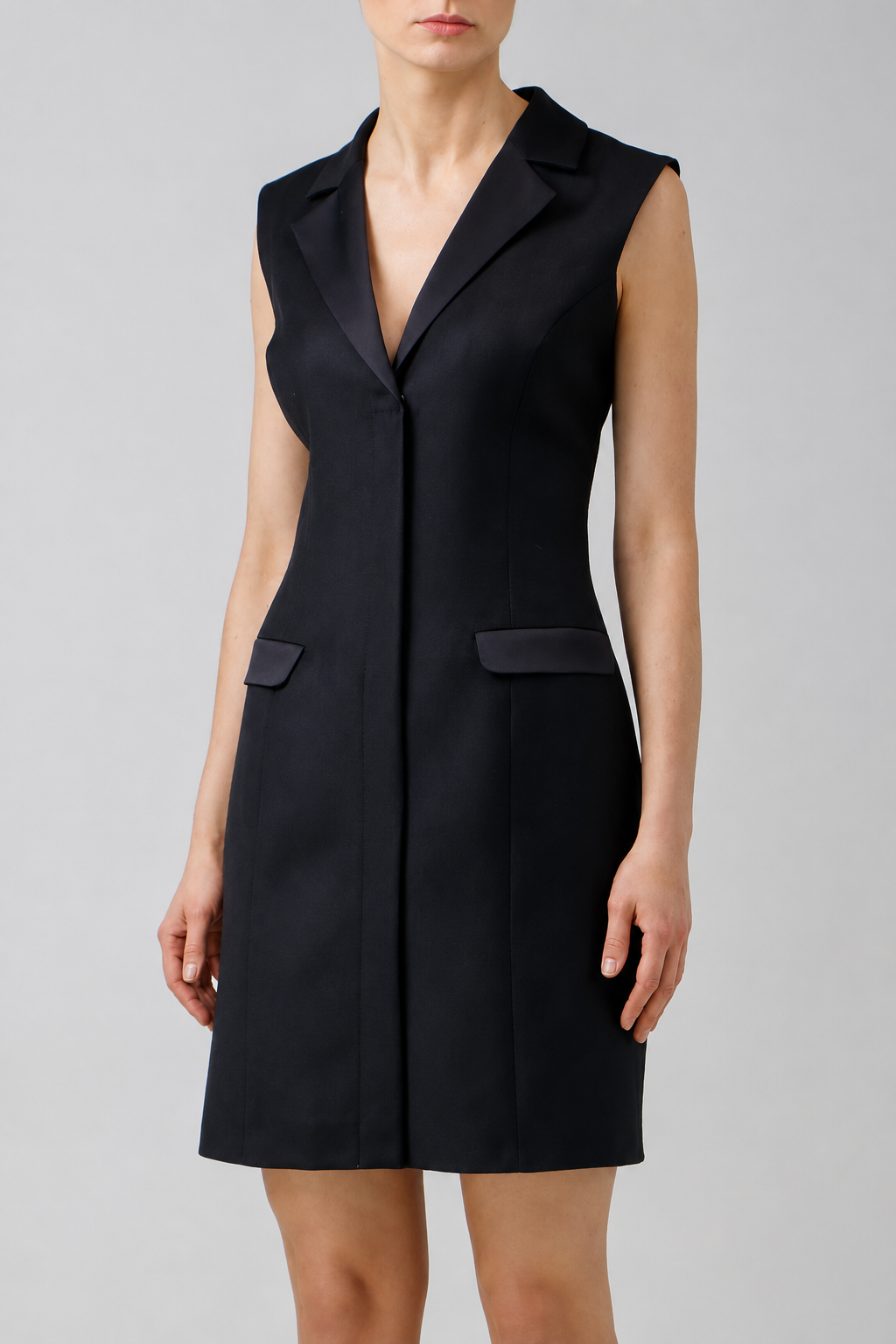 Sleveless Black Wool Blazer Dress