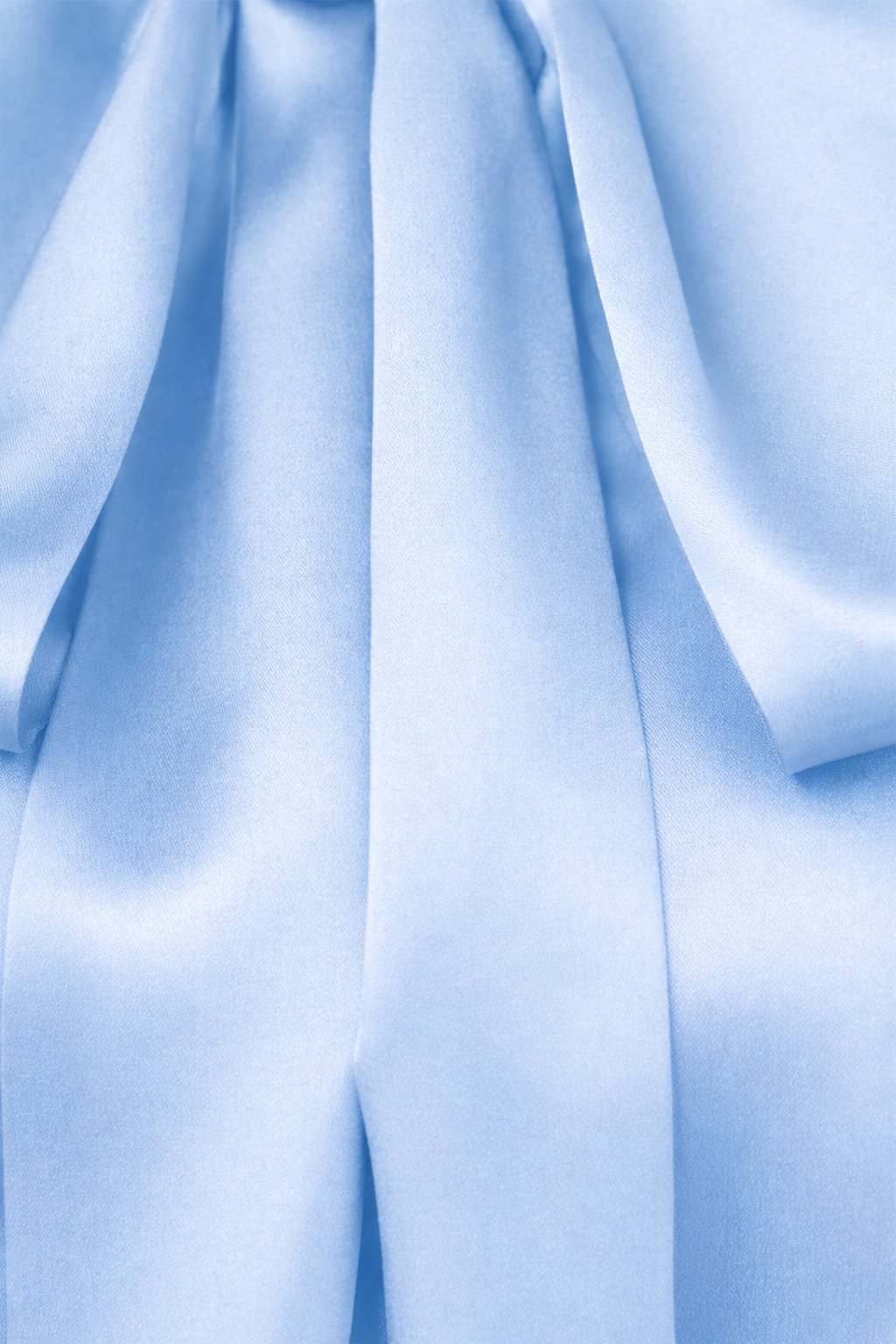 Bow-Tie Baby Blue Stretch Silk Blouse