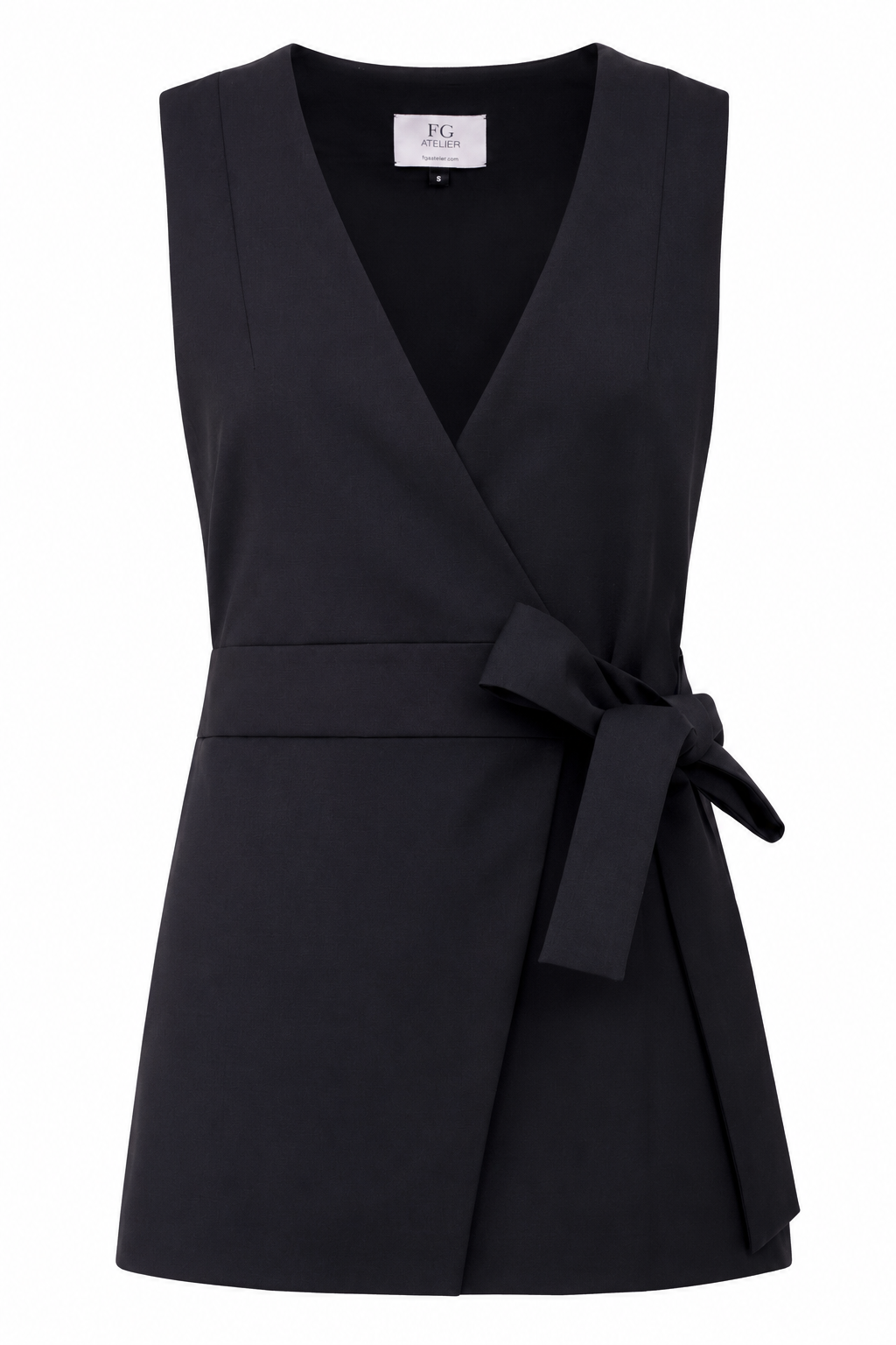 Black stretch wool-blend vest