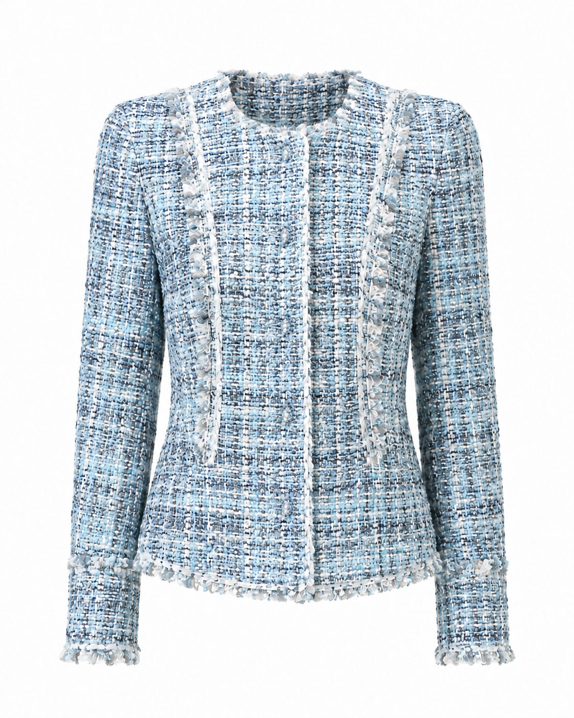 Light Blue Fringed tweed jacket