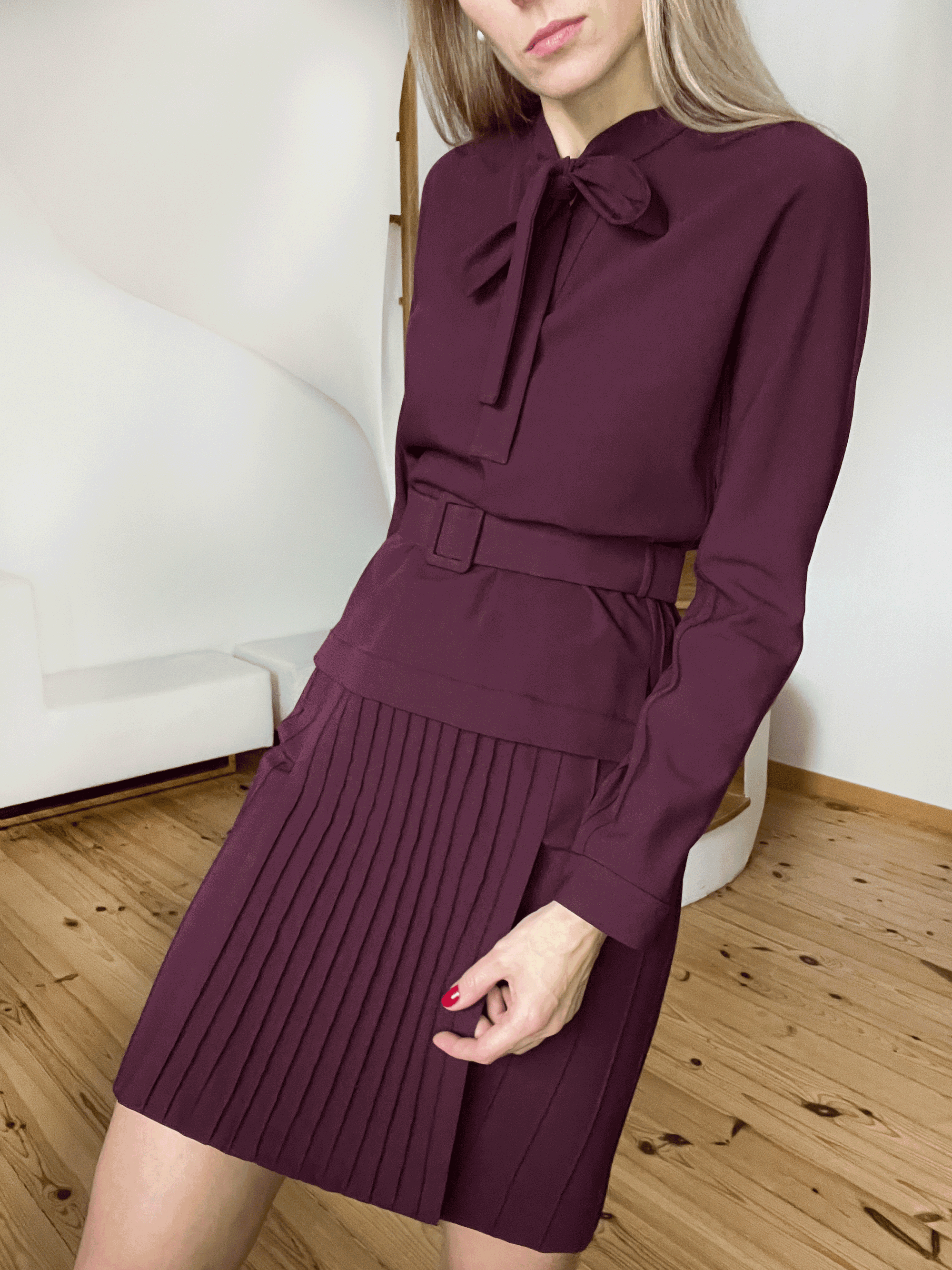Burgundy viscose-blend crepe top | FG ATELIER - FG atelier Burgundy viscose-blend crepe top | FG ATELIER - FG atelier