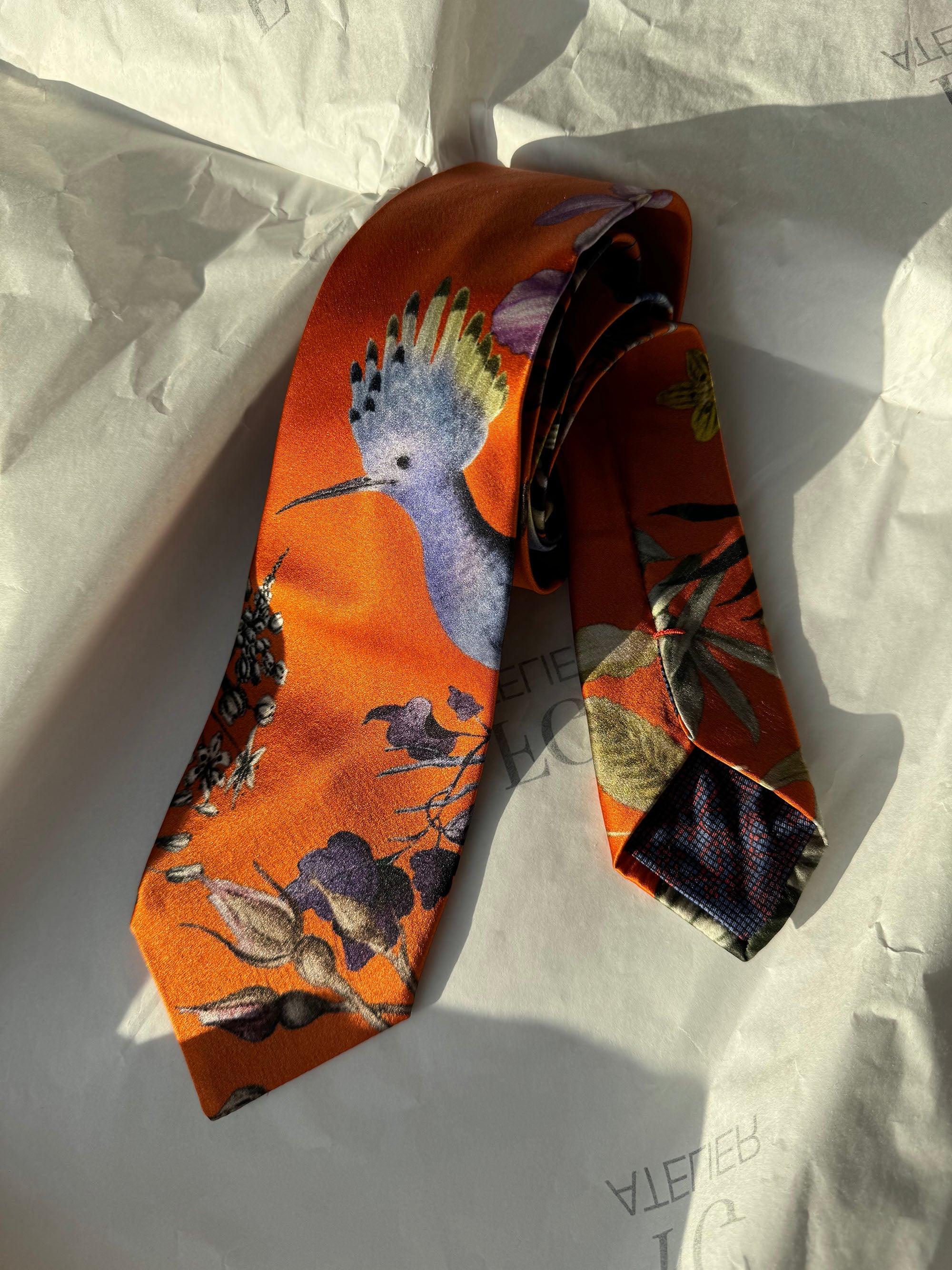 Orange Handmade Mulberry Silk Tie for Woman