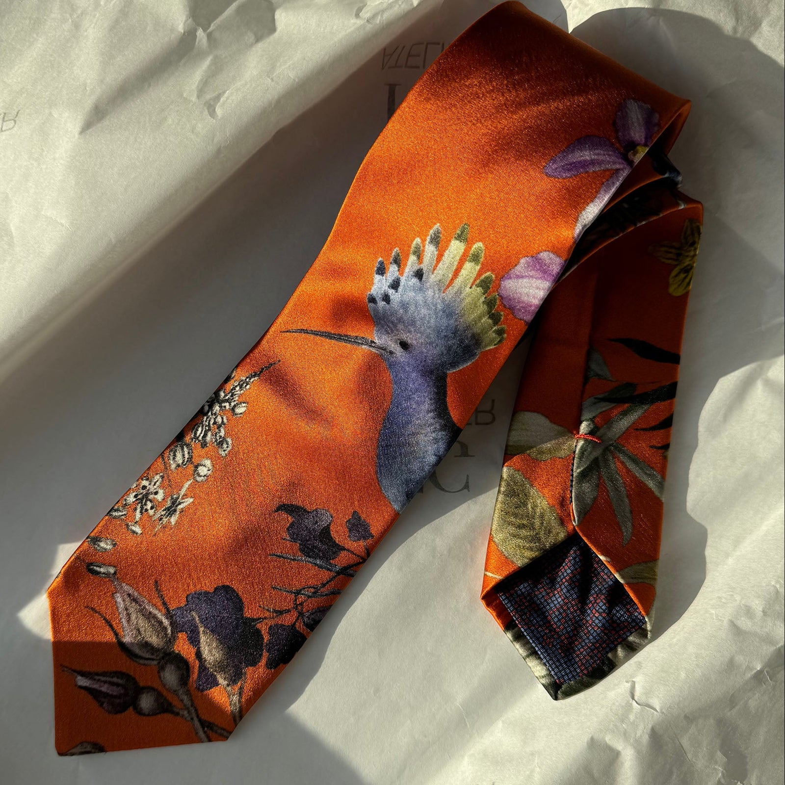 Orange Handmade Mulberry Silk Tie for Woman