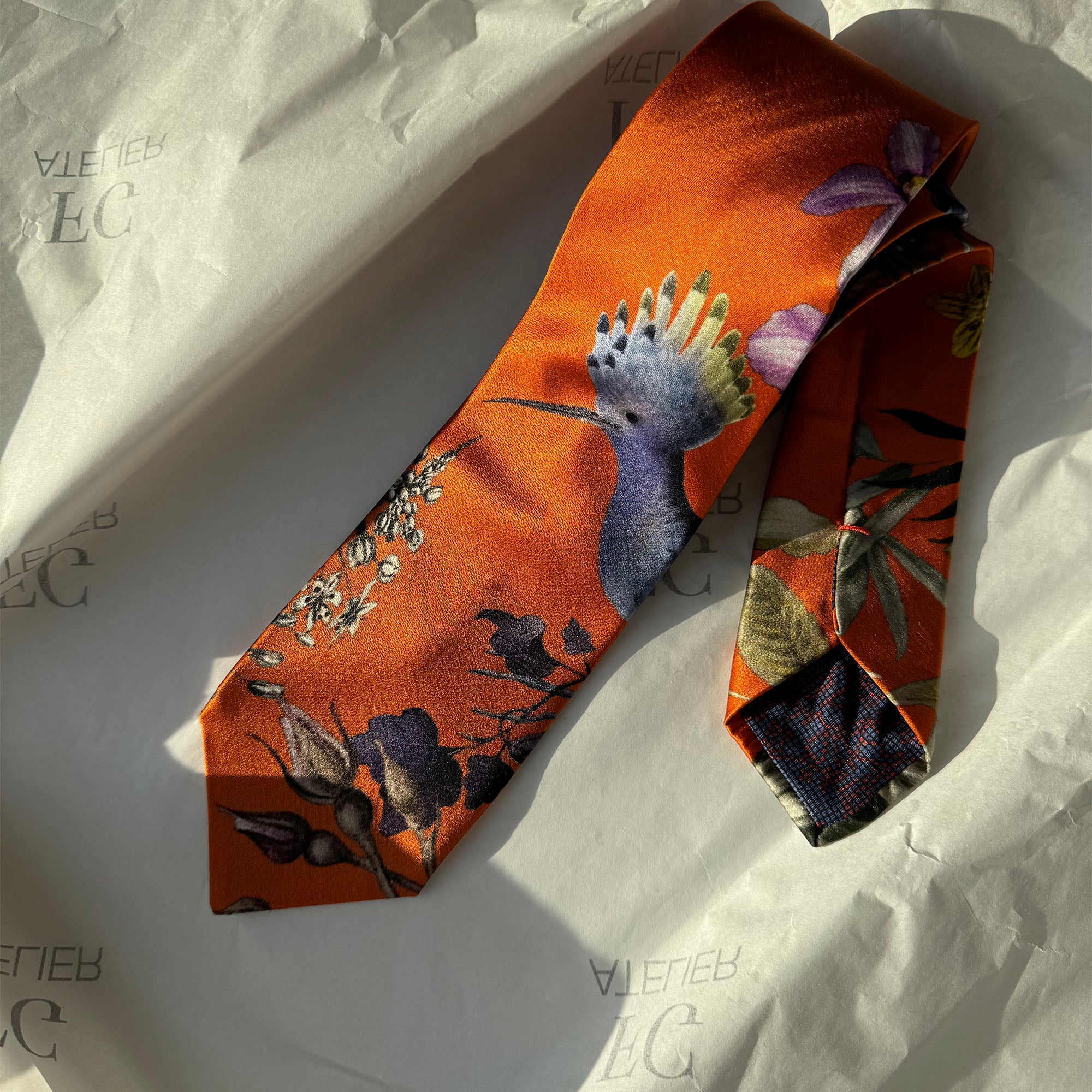 Orange Handmade Mulberry Silk Tie for Woman