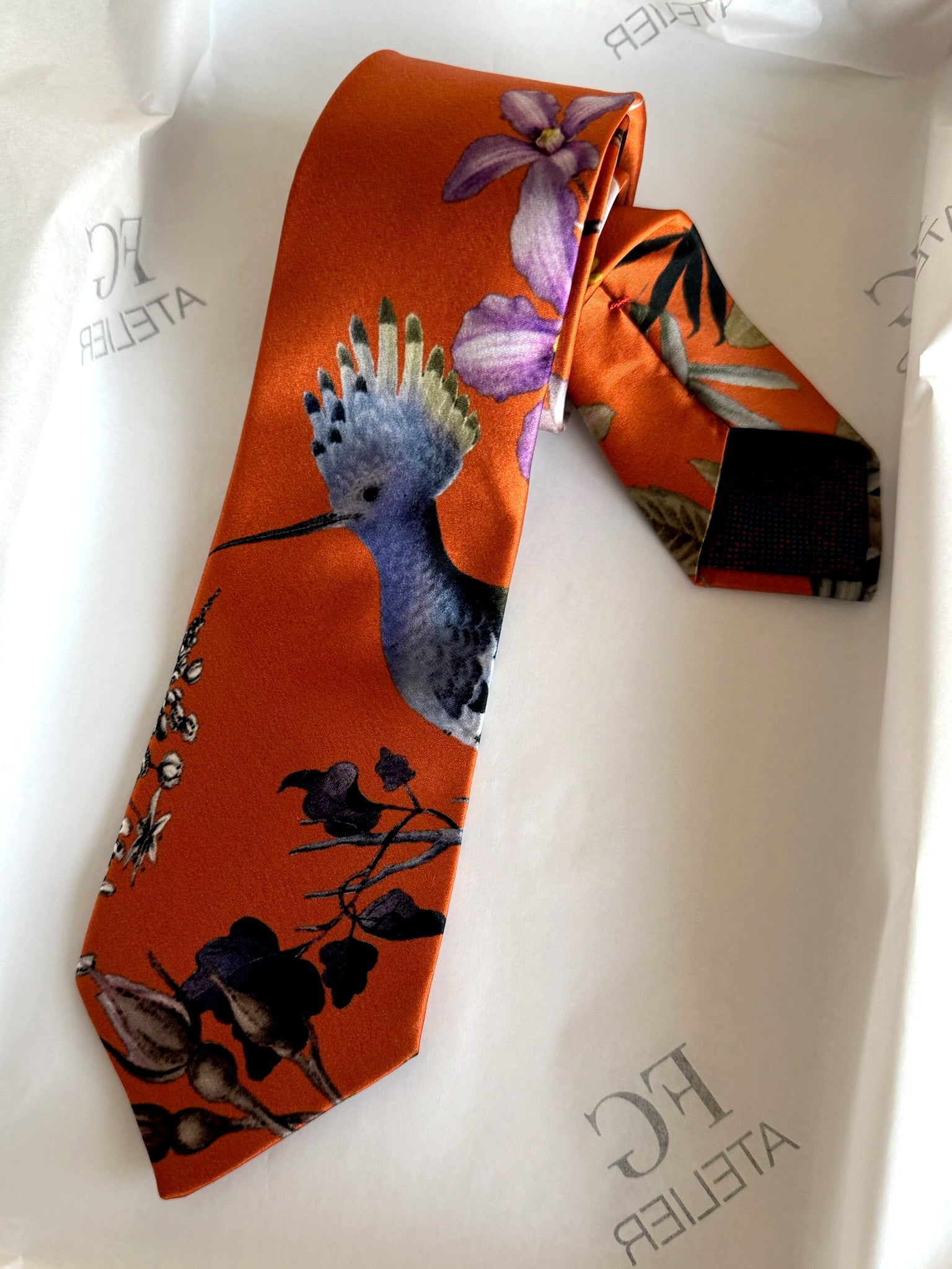 Orange Handmade Mulberry Silk Tie for Woman