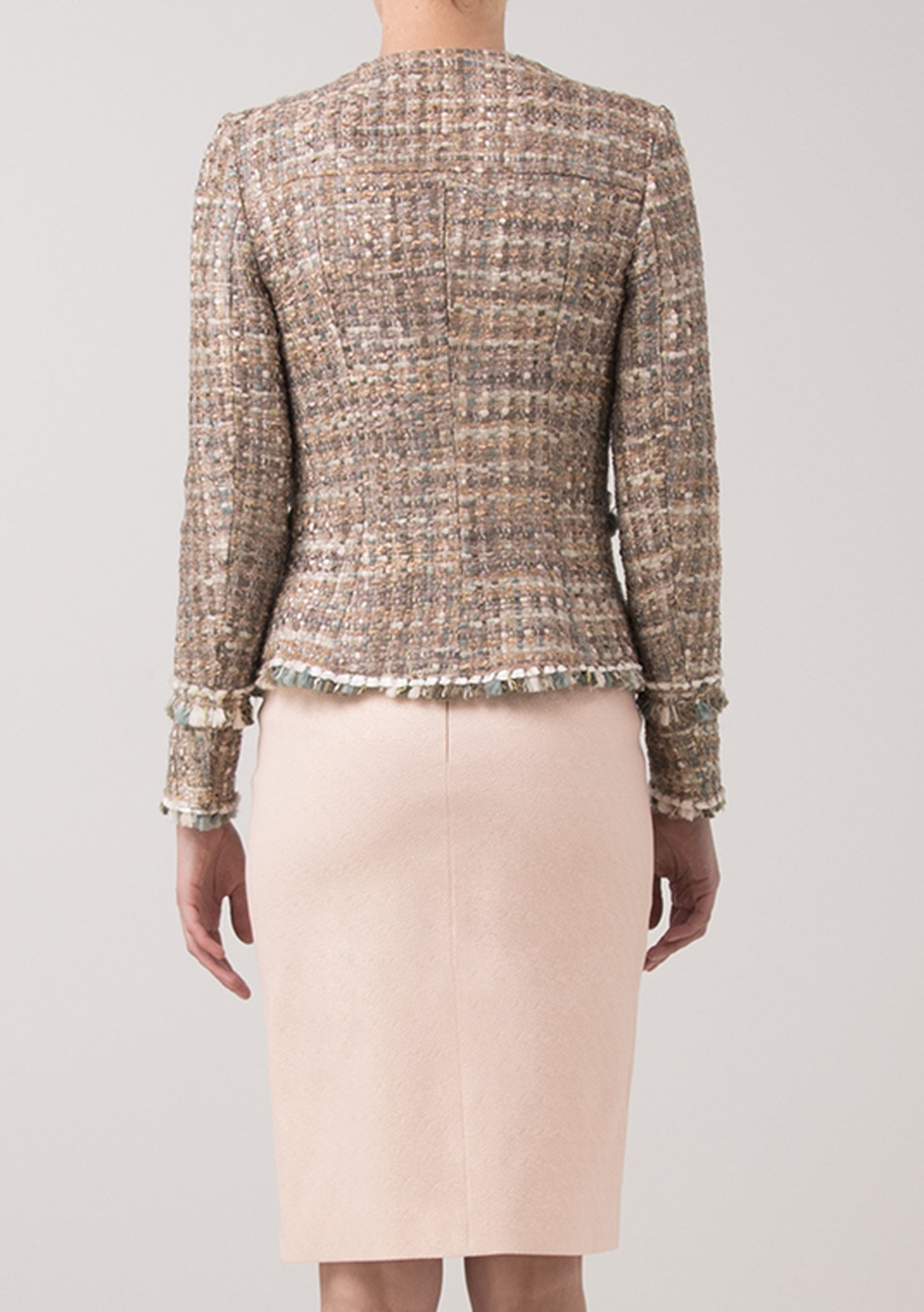 Brown fringed tweed jacket
