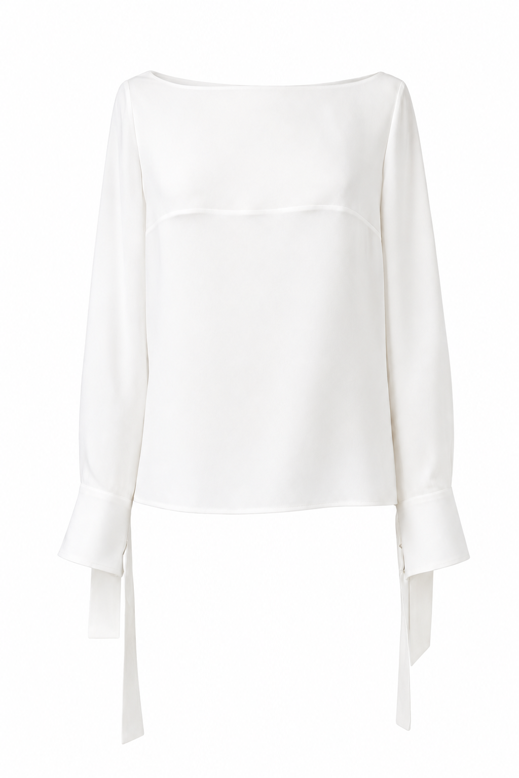 Long sleeve silk blouse with cuff bow details