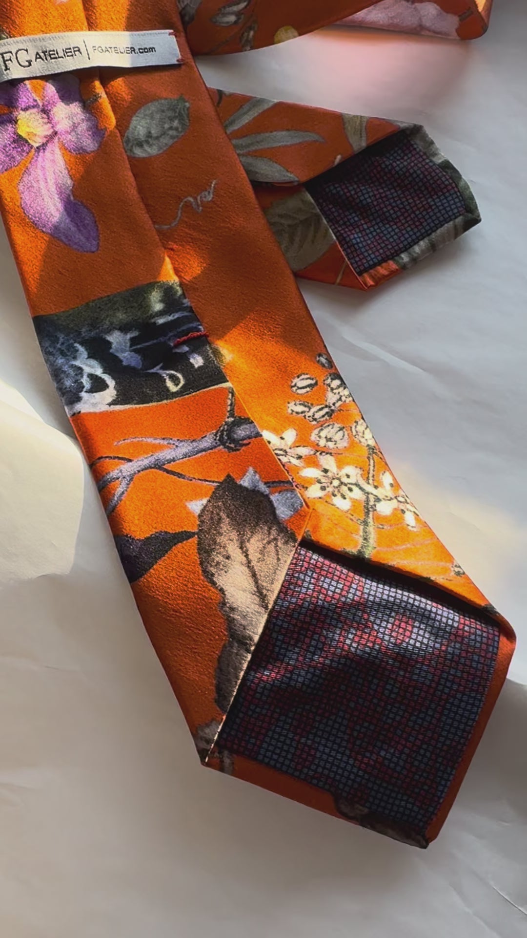 Orange Handmade Mulberry Silk Tie for Woman