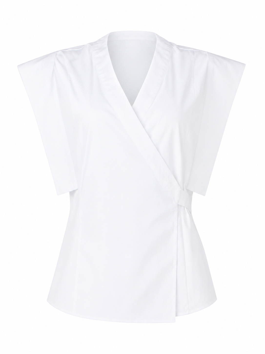 White stretch cotton wrap shirt made from Egyptian cotton by Tessitura Monti