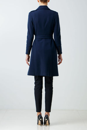 Belted blue wool coat