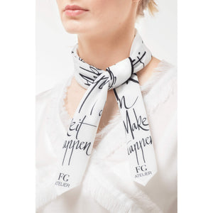 Black and White Calligraphy Print Scarf Make It Happen