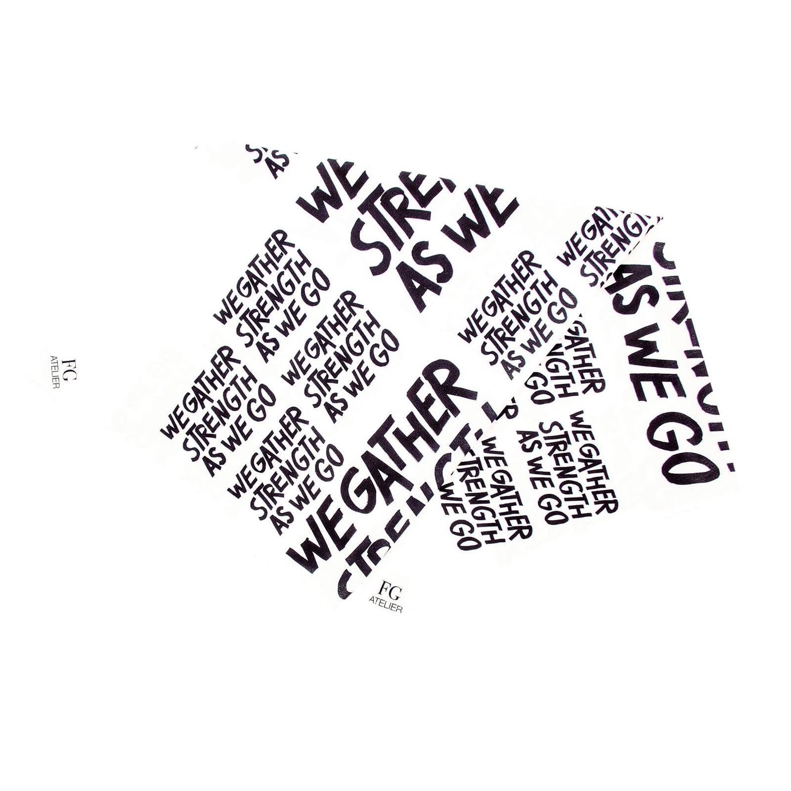 Black and White Calligraphy Print Scarf We Gather Strength as We Go