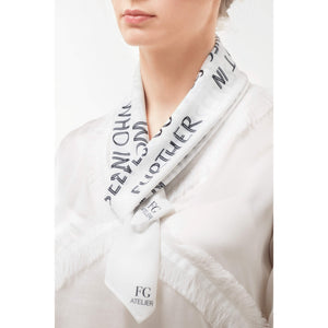 Black and White Calligraphy Print Scarf Women Who Invest