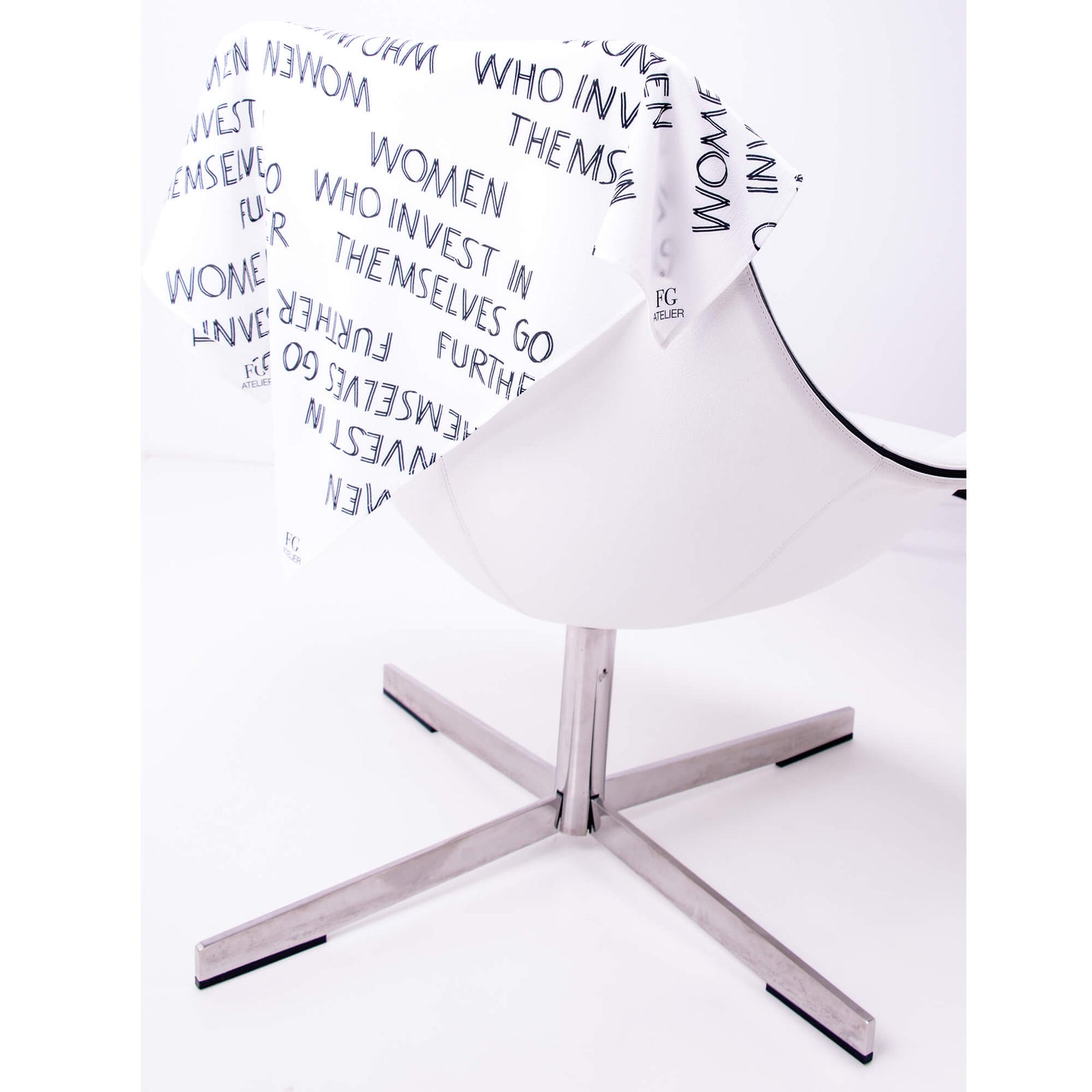 Black and White Calligraphy Print Scarf Women Who Invest