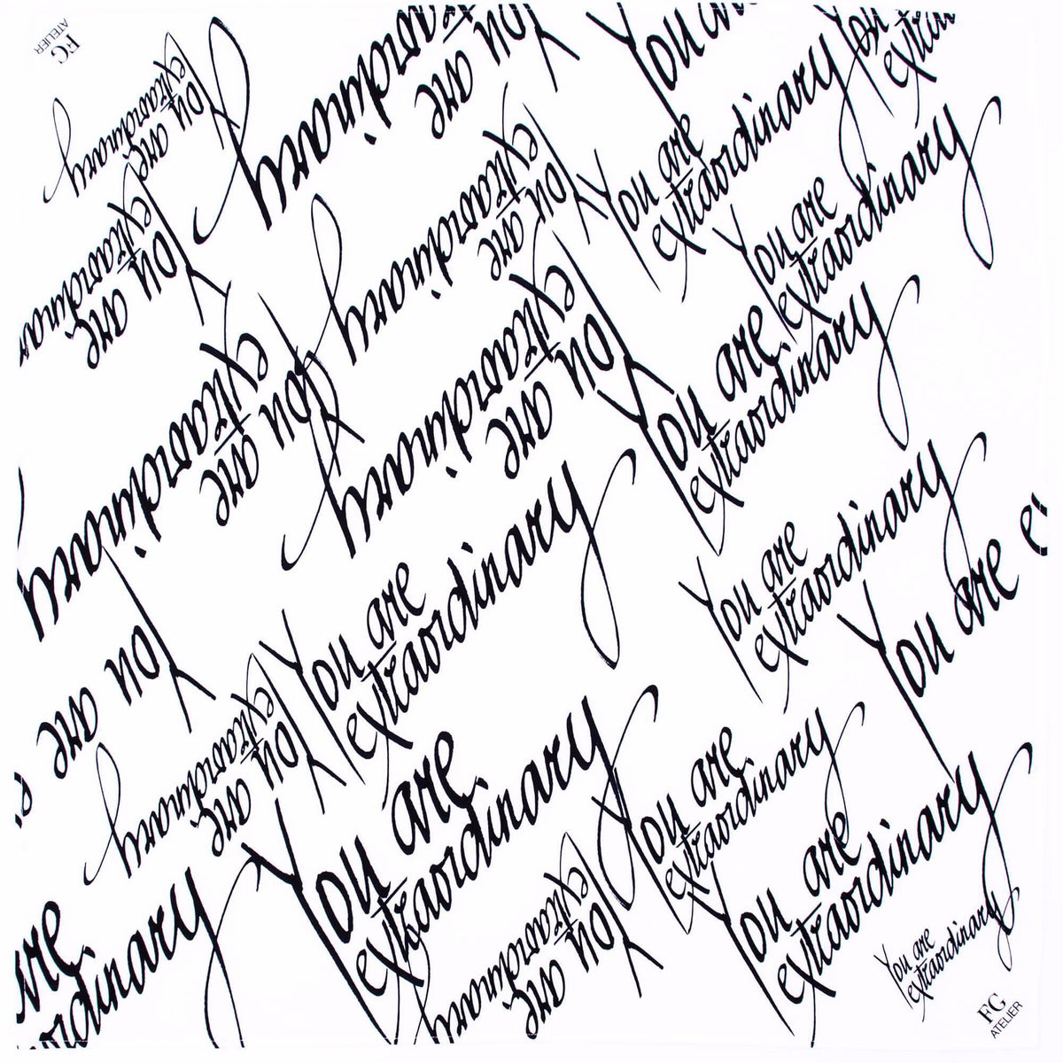 Black and White Calligraphy Print Scarf You Are Extraordinary
