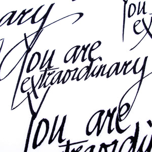 Black and White Calligraphy Print Scarf You Are Extraordinary