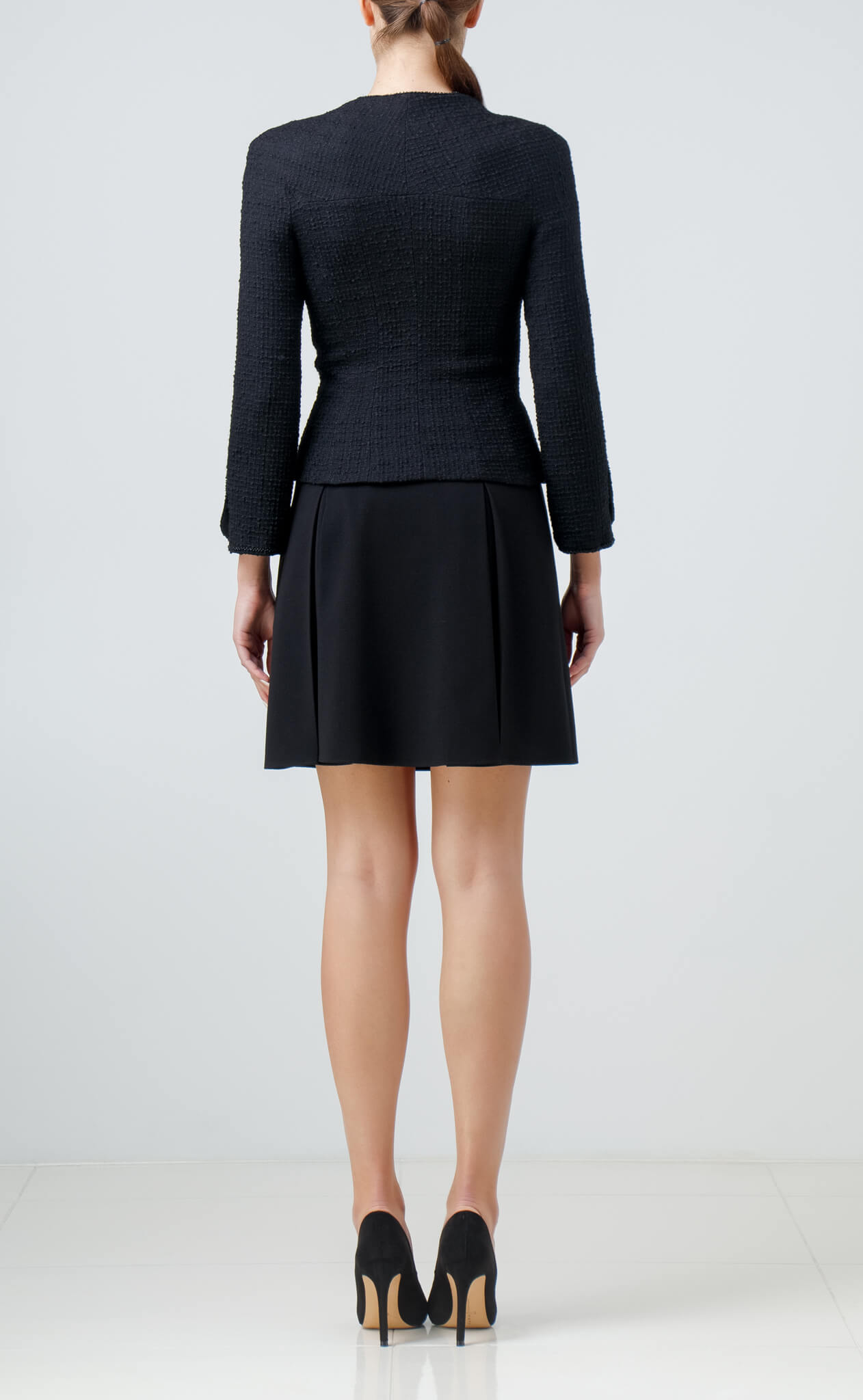 Black bouclé-tweed wool jacket