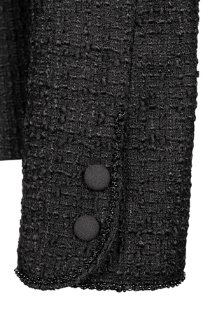 Black bouclé-tweed wool jacket