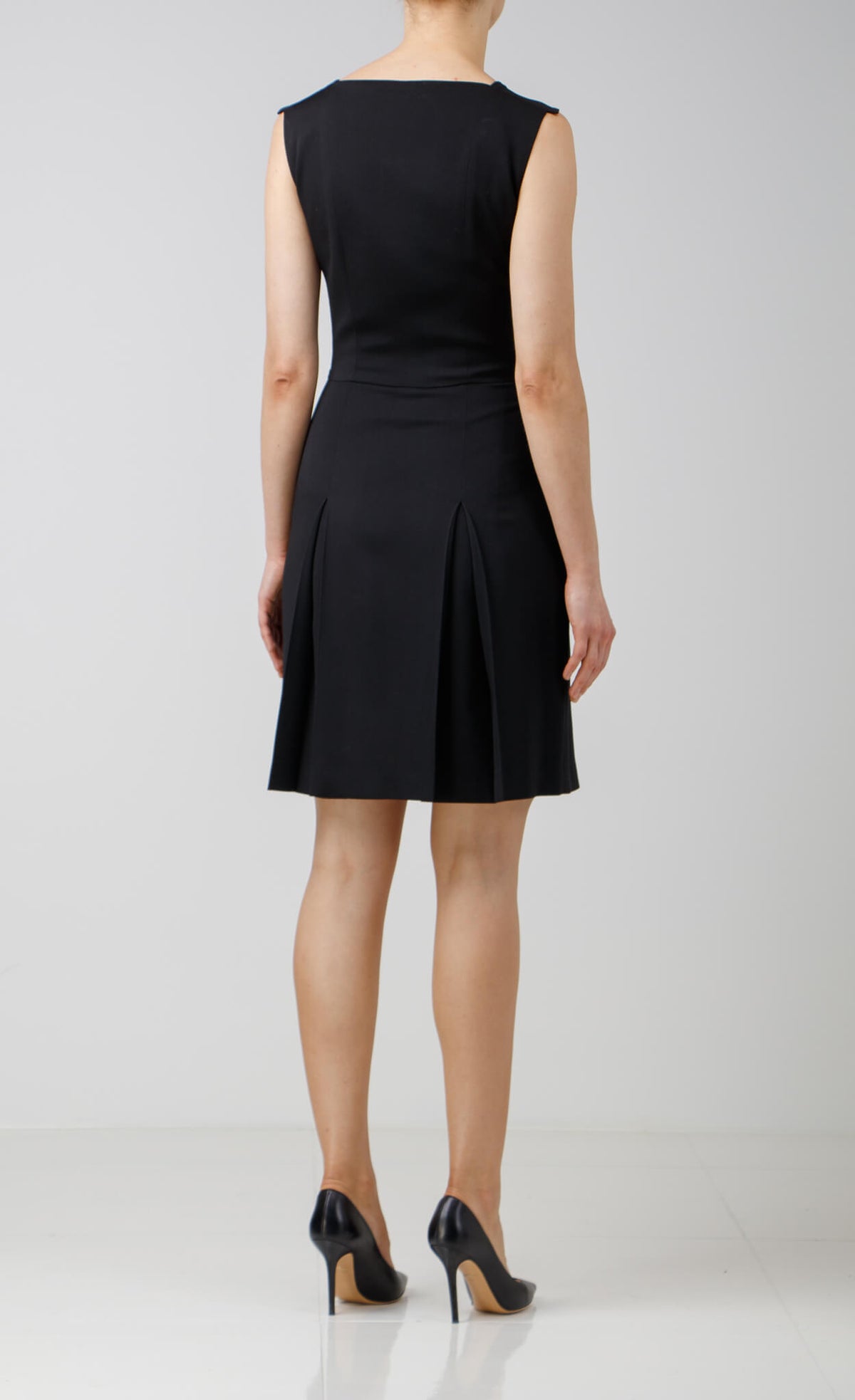 Black Wool Dress with Fringed Neckline