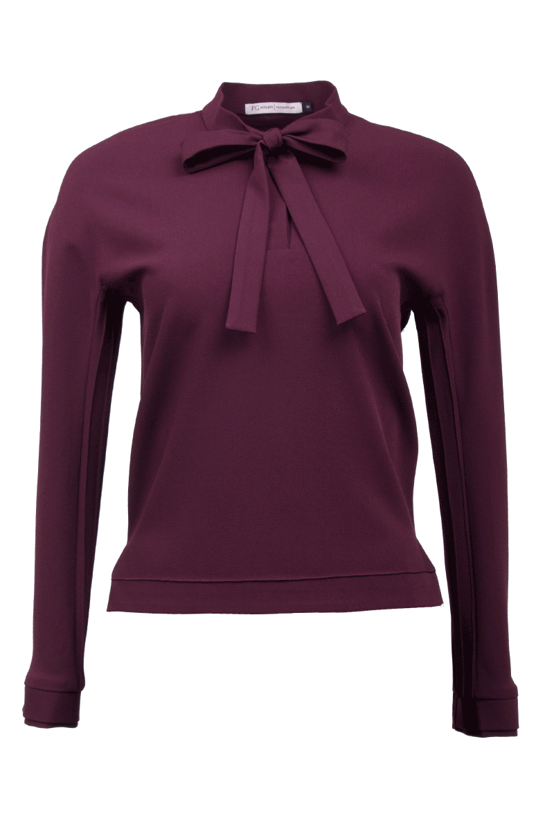 Burgundy viscose-blend crepe top