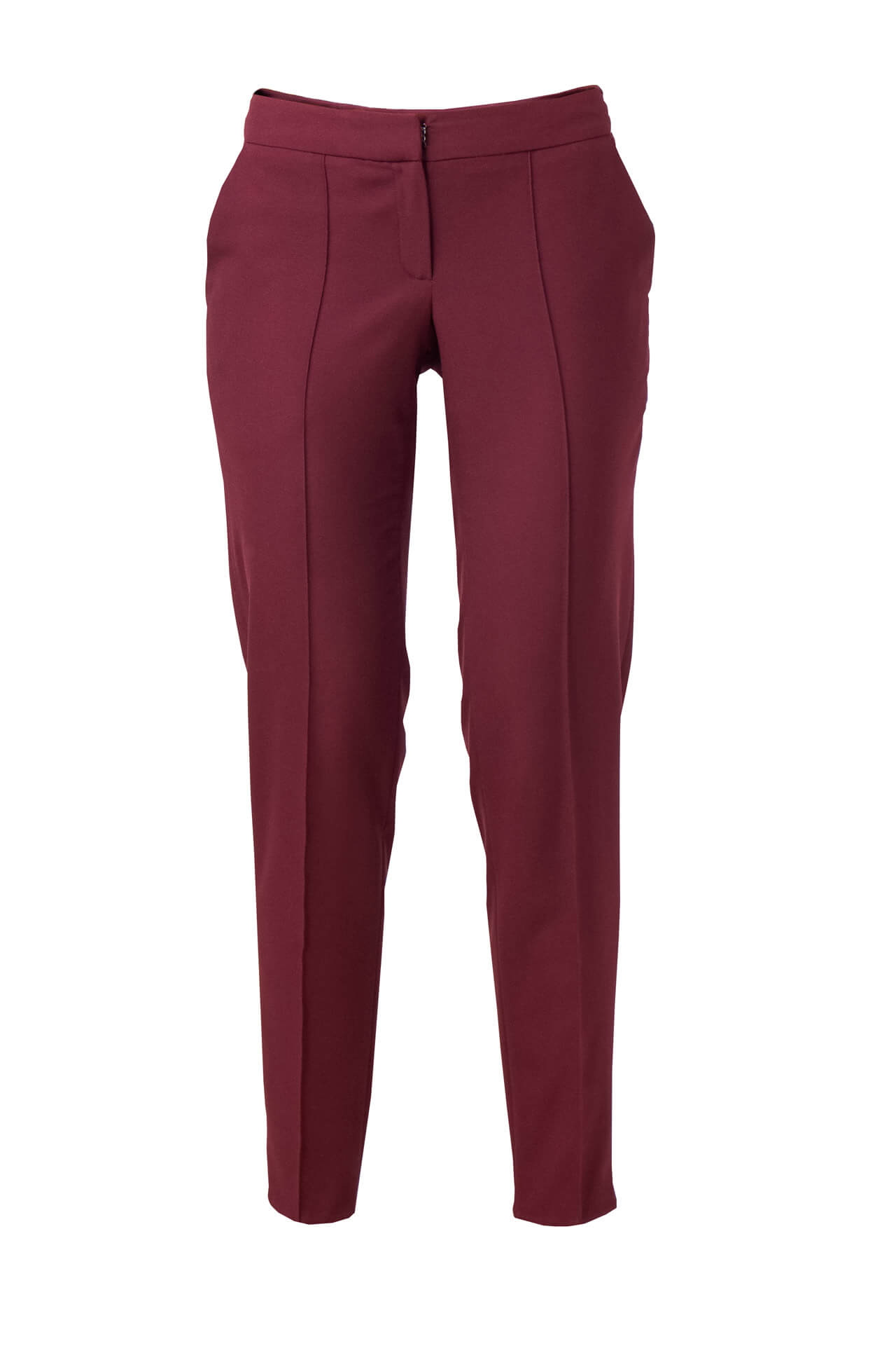 Burgundy Viscose Crepe Pants