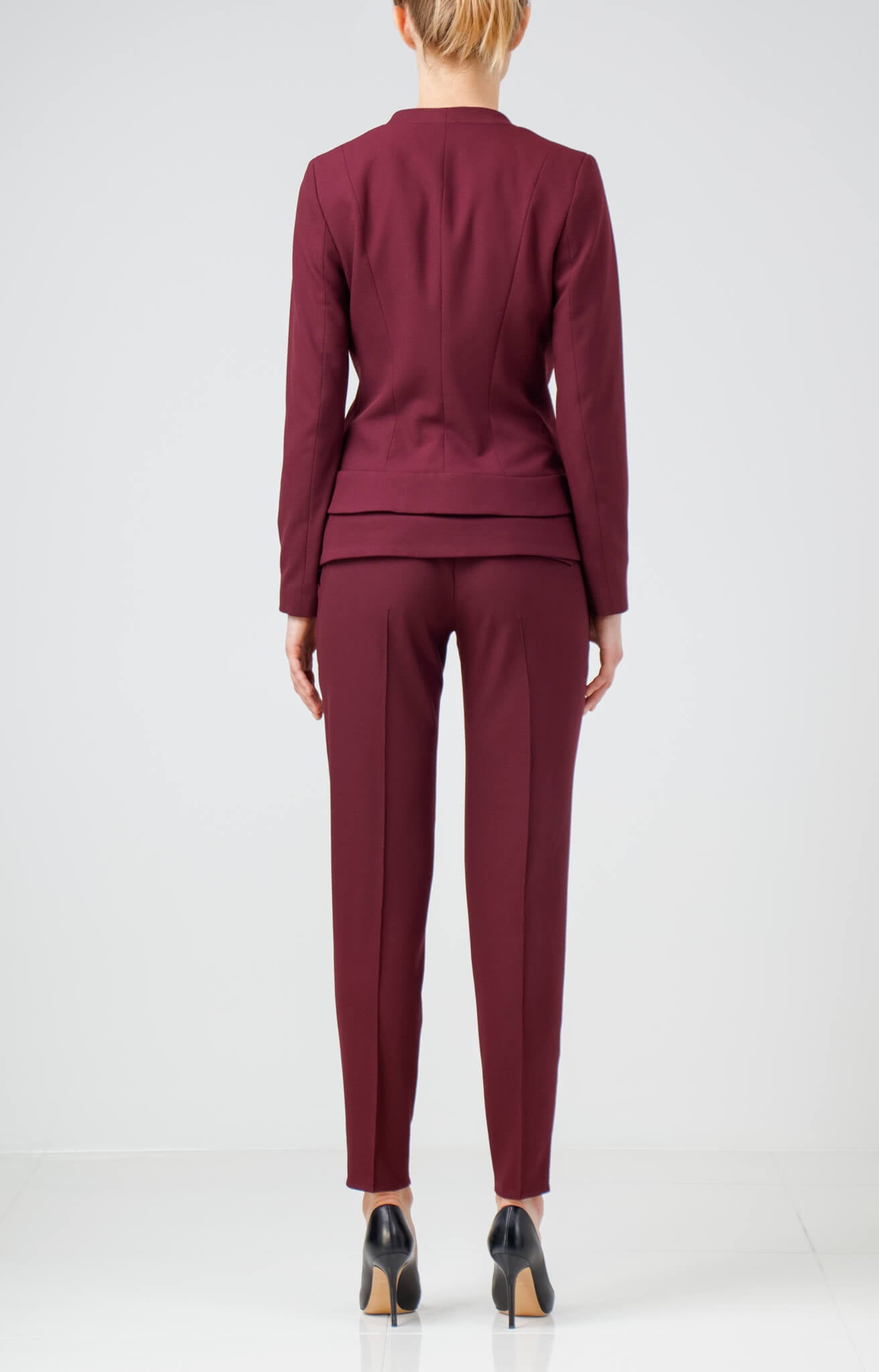 Burgundy Viscose Crepe Pants