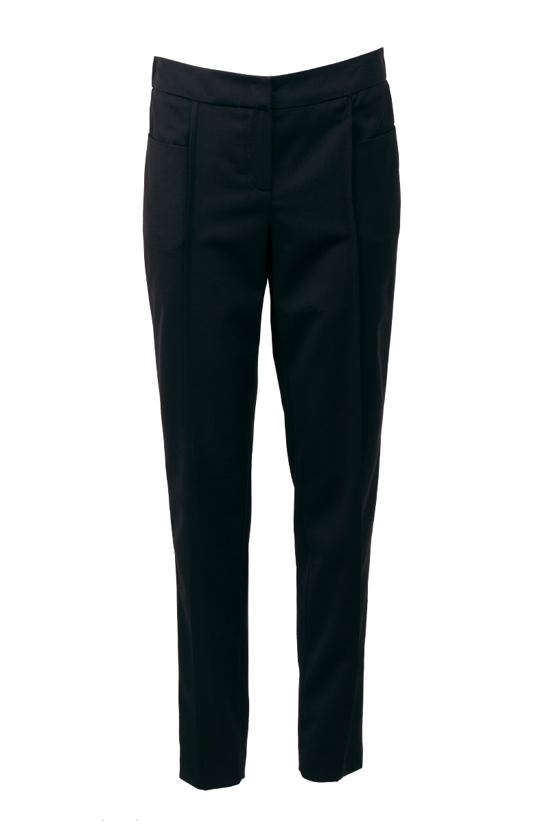 Classic fit black stretch wool-blend pants