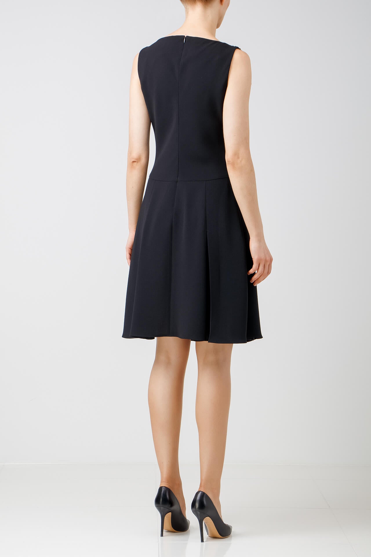 Crepe dress with contrasting tweed detail