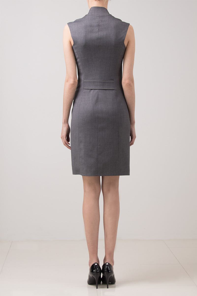 Dark grey sleeveless stretch wool dress Dark grey sleeveless stretch wool dress