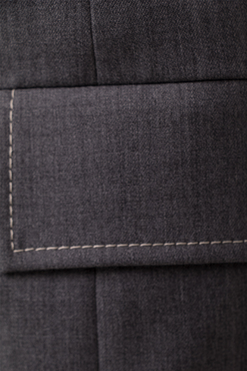 Dark grey sleeveless stretch wool dress