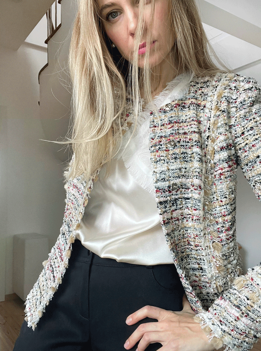 Fringed tweed jacket